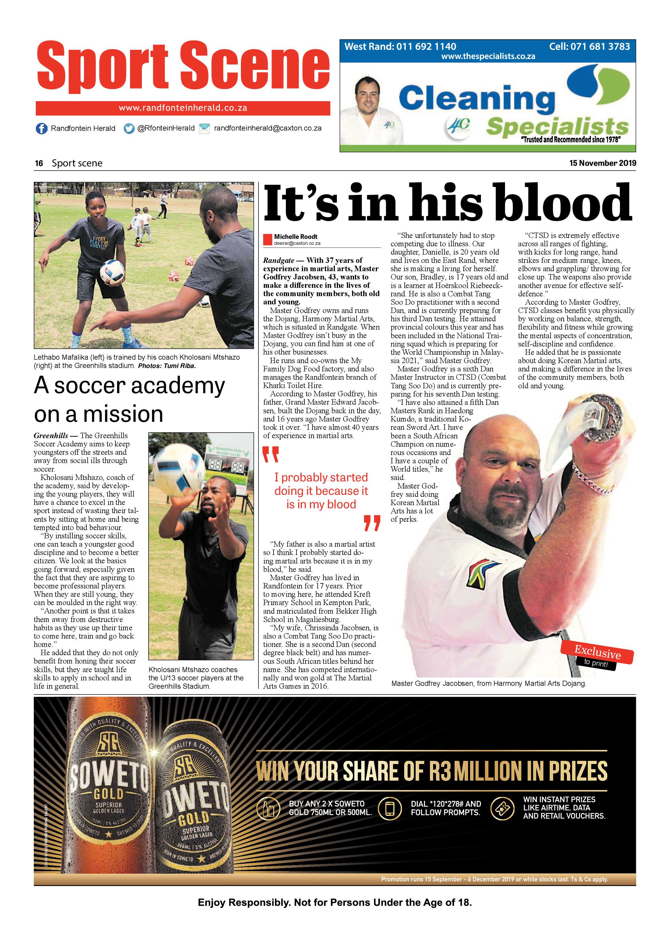 Randfontein Herald 15 November 2019 page 16