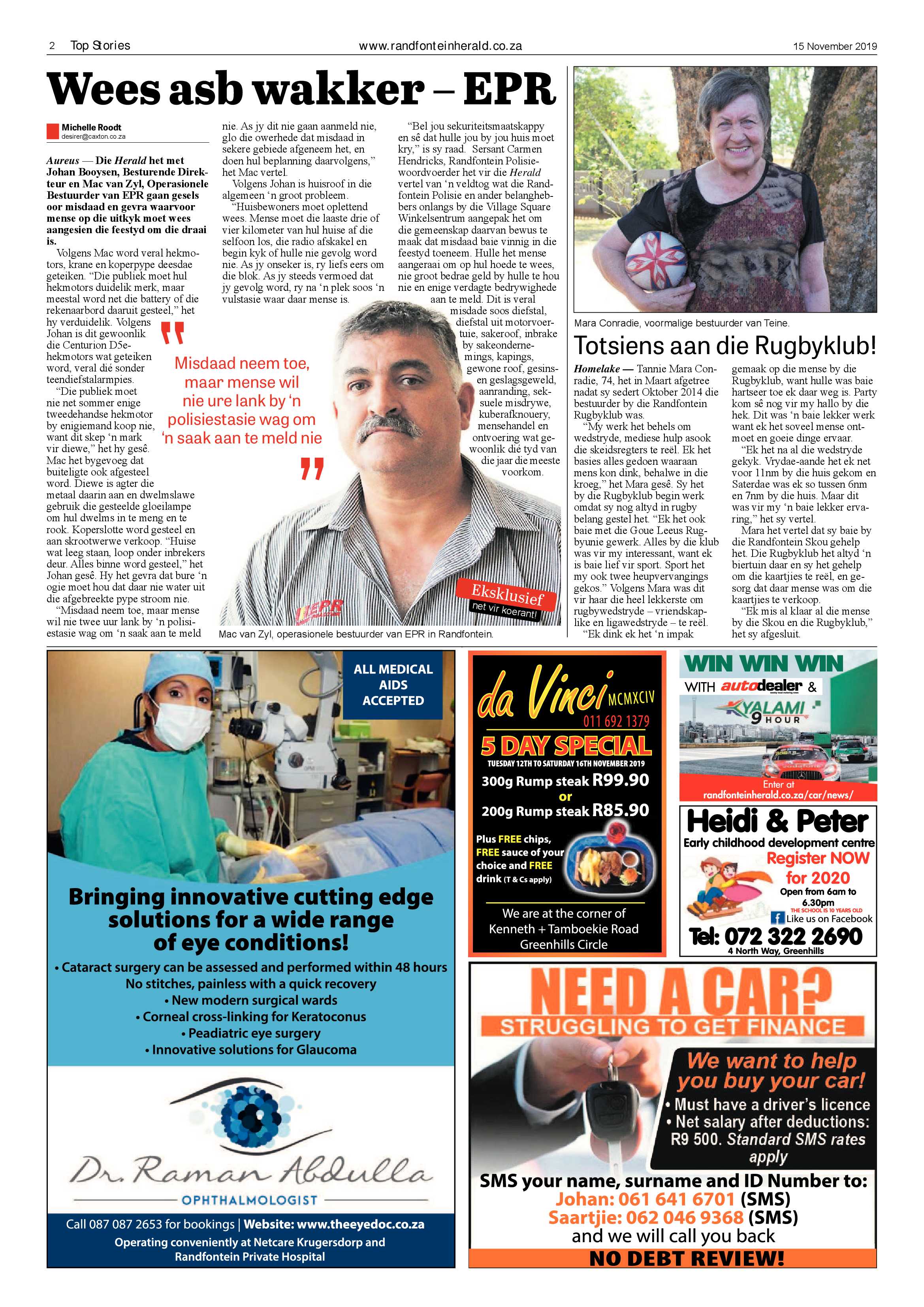Randfontein Herald 15 November 2019 page 2