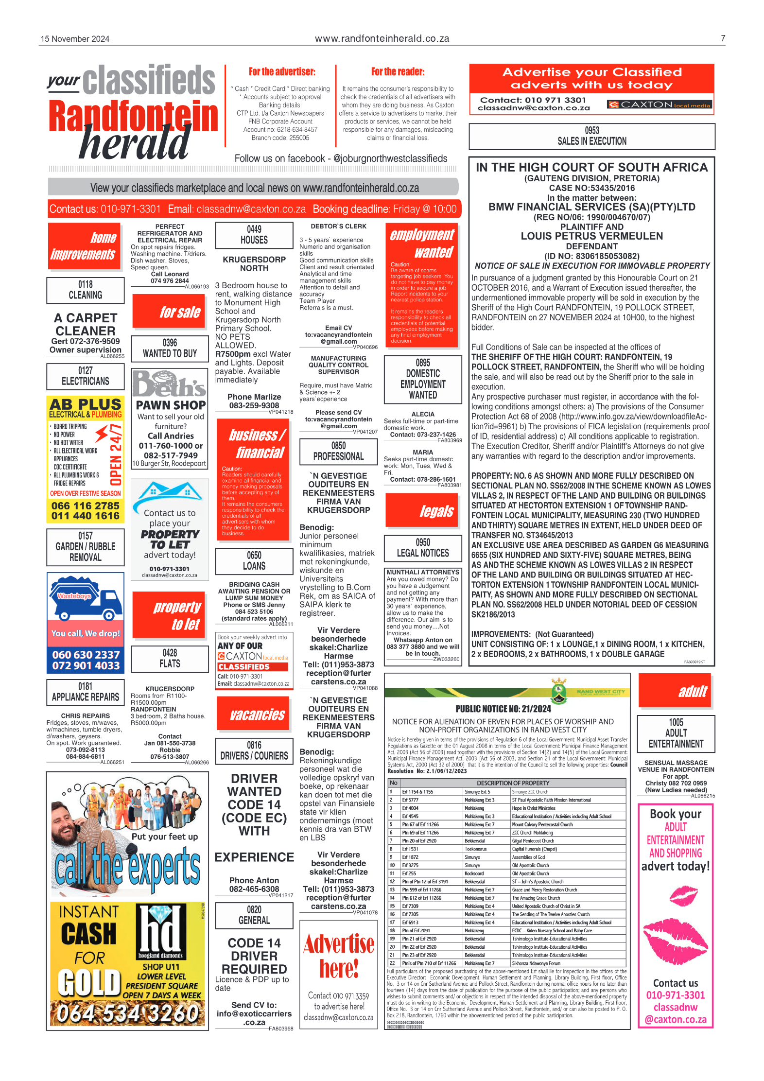 Randfontein Herald 15 November 2024 page 7