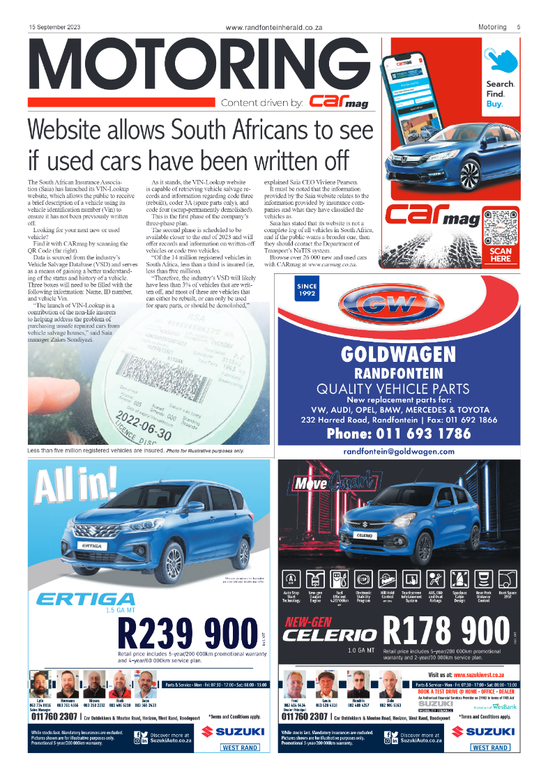 Randfontein Herald 15 September 2023 page 5