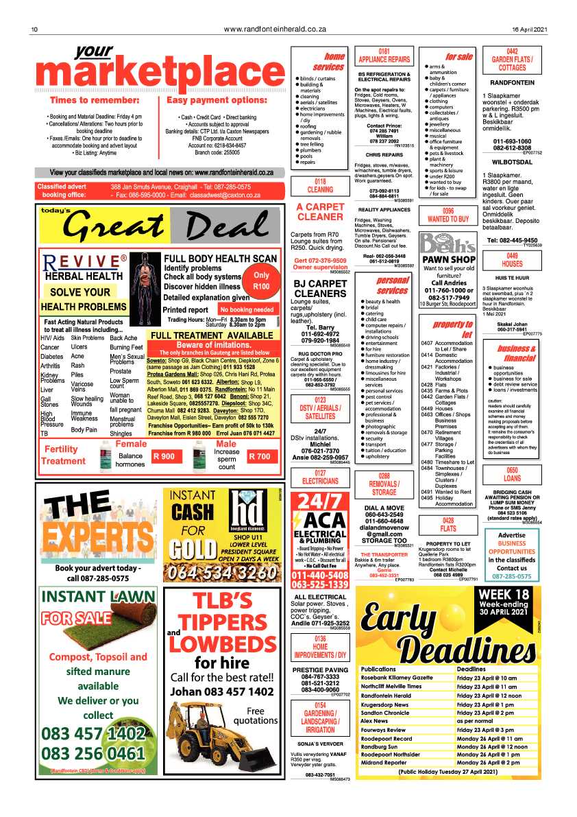 Randfontein Herald 16 April 2021 page 10