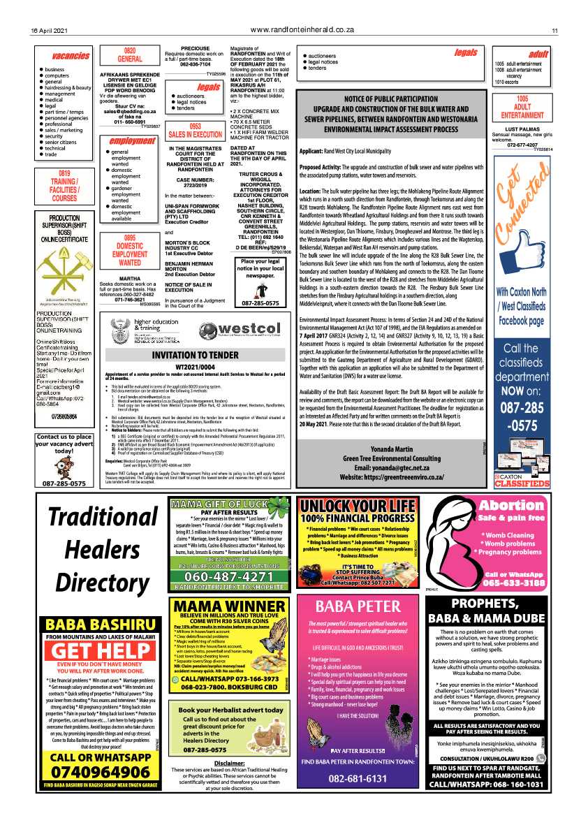 Randfontein Herald 16 April 2021 page 11