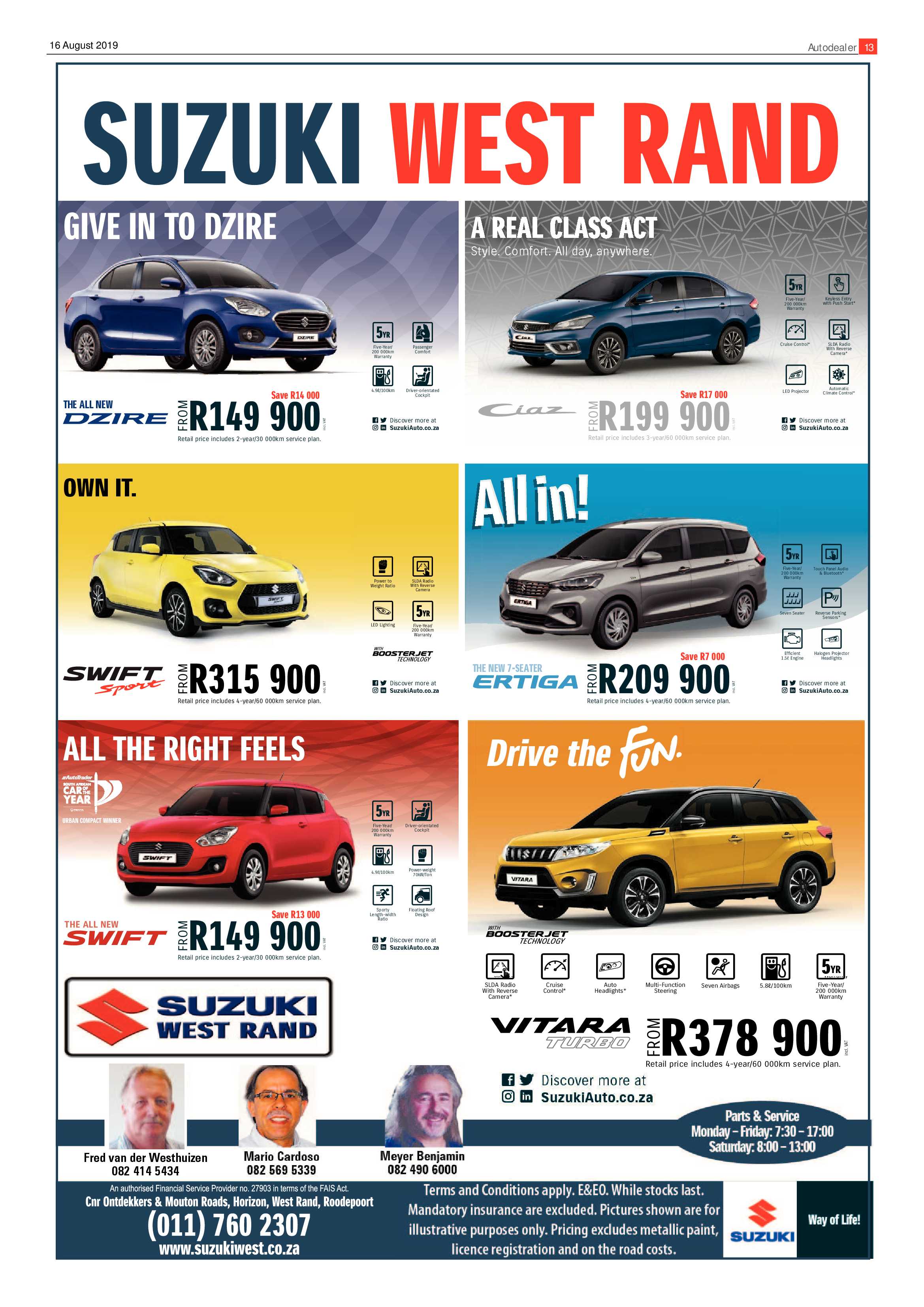 Randfontein Herald 16 August 2019 page 13