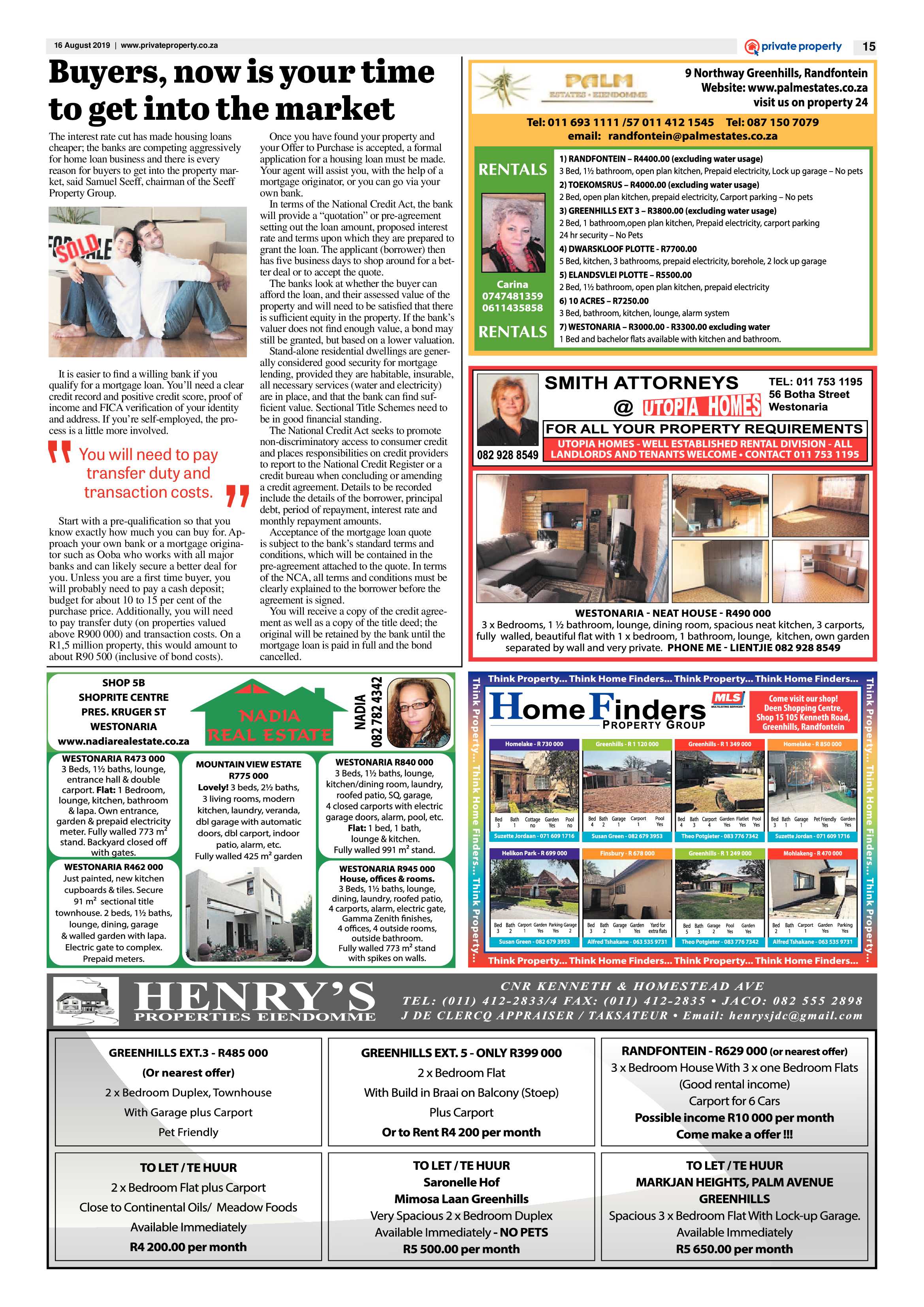 Randfontein Herald 16 August 2019 page 15
