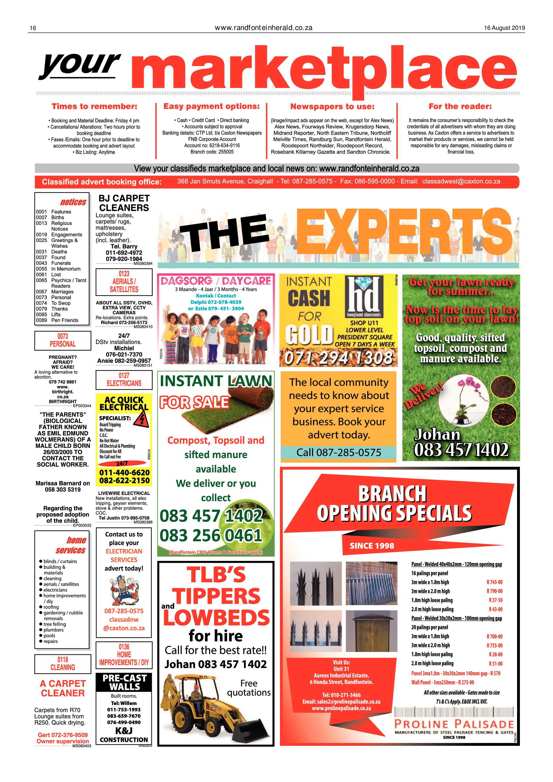 Randfontein Herald 16 August 2019 page 16