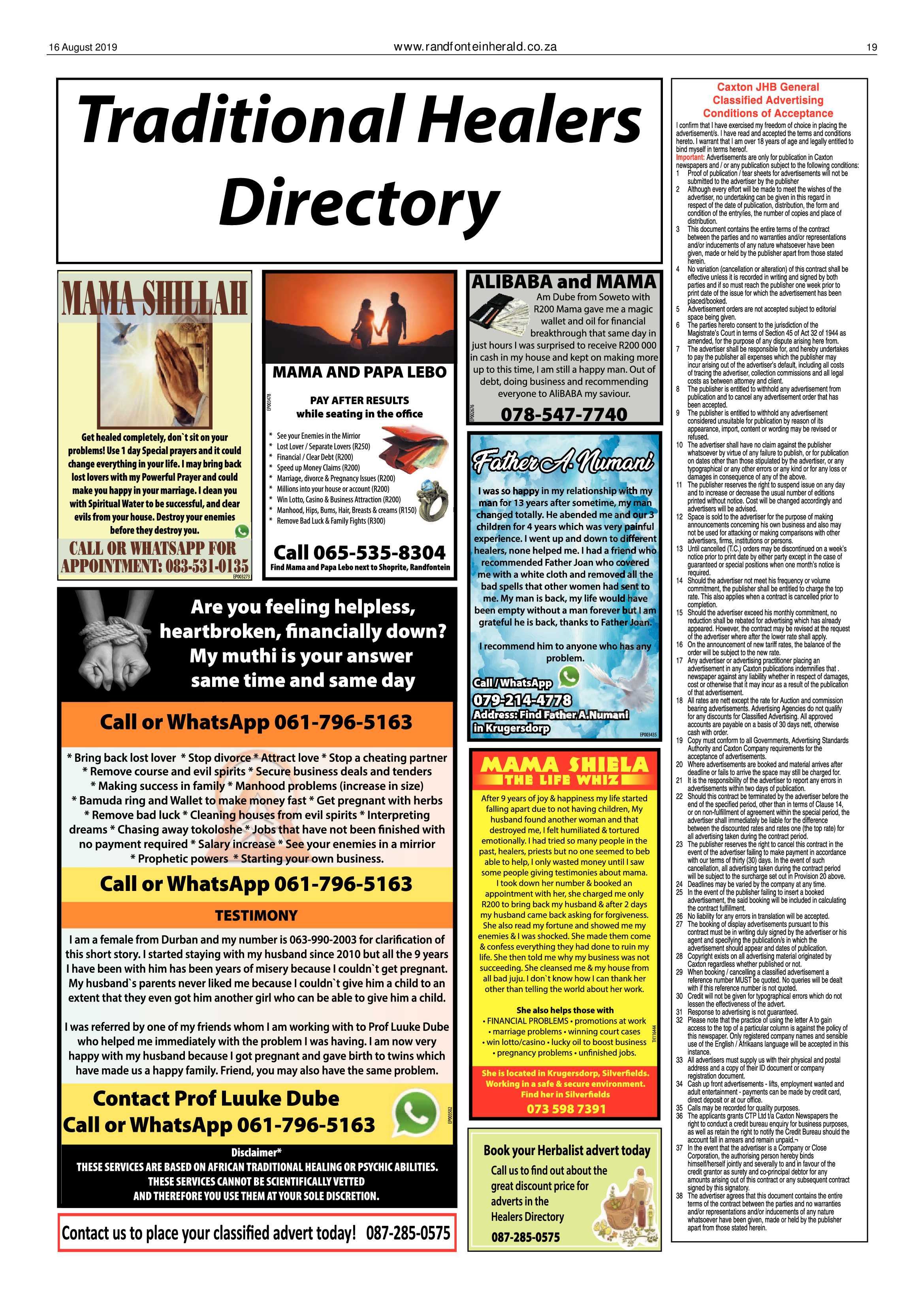 Randfontein Herald 16 August 2019 page 19