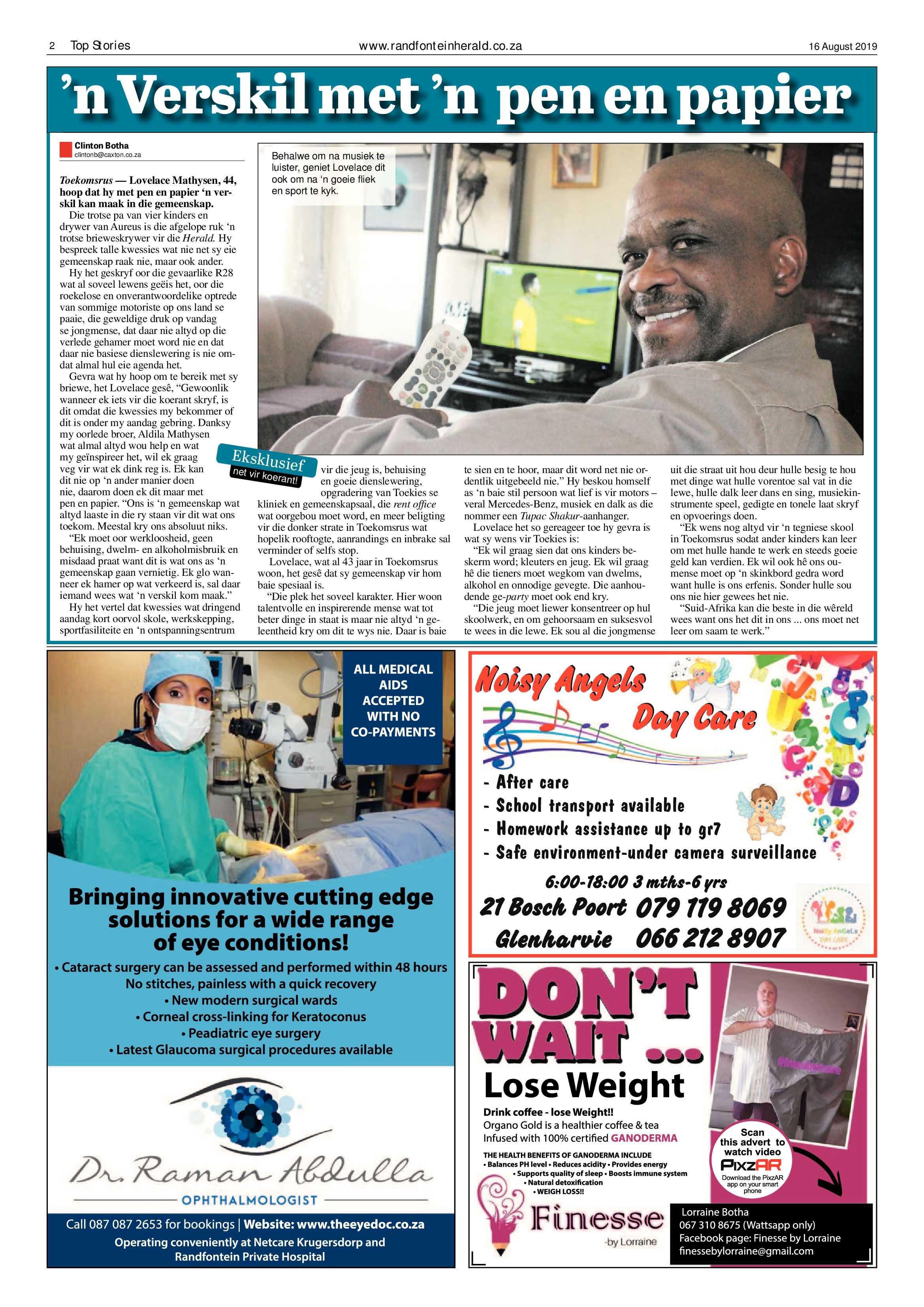 Randfontein Herald 16 August 2019 page 2