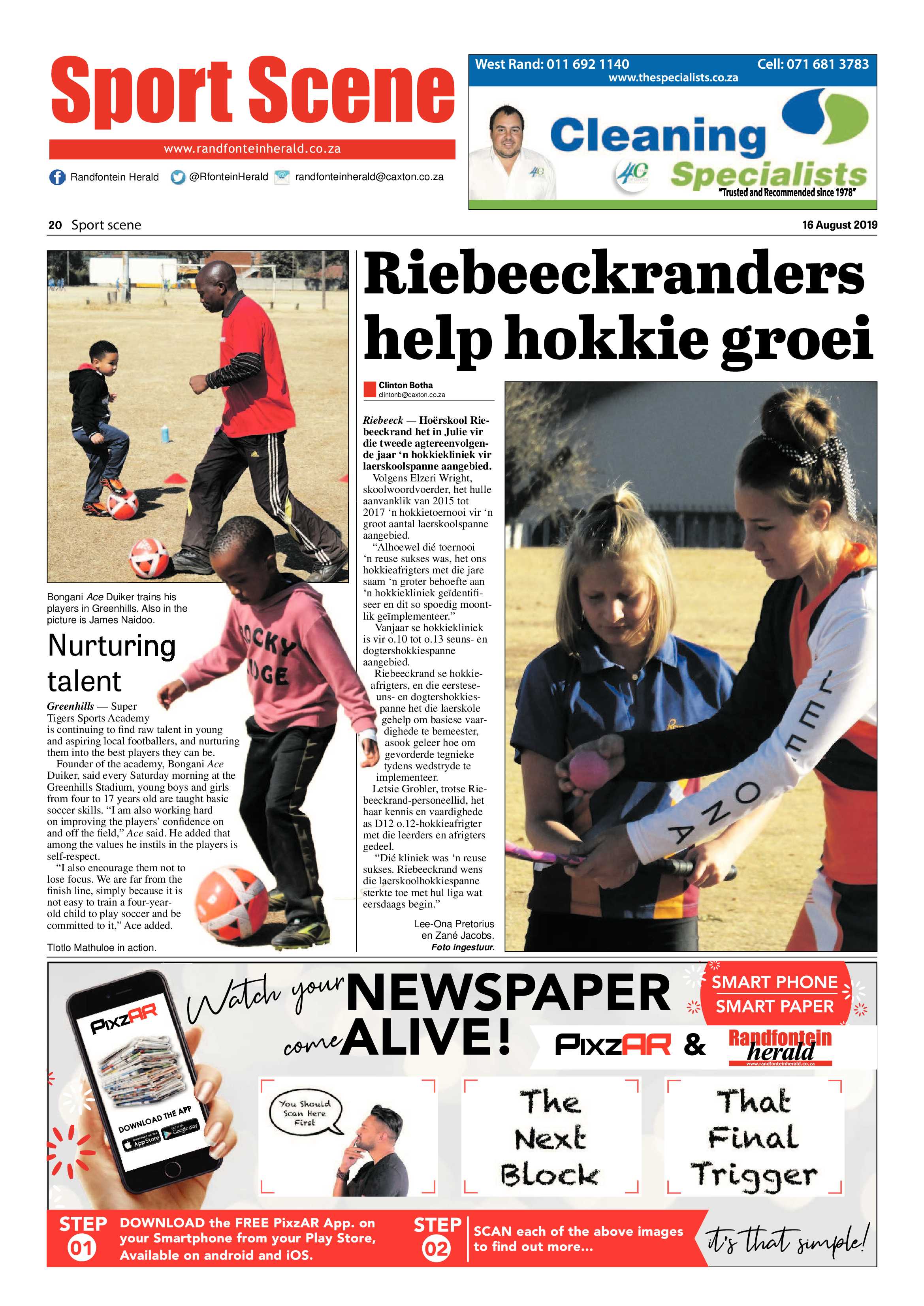 Randfontein Herald 16 August 2019 page 20