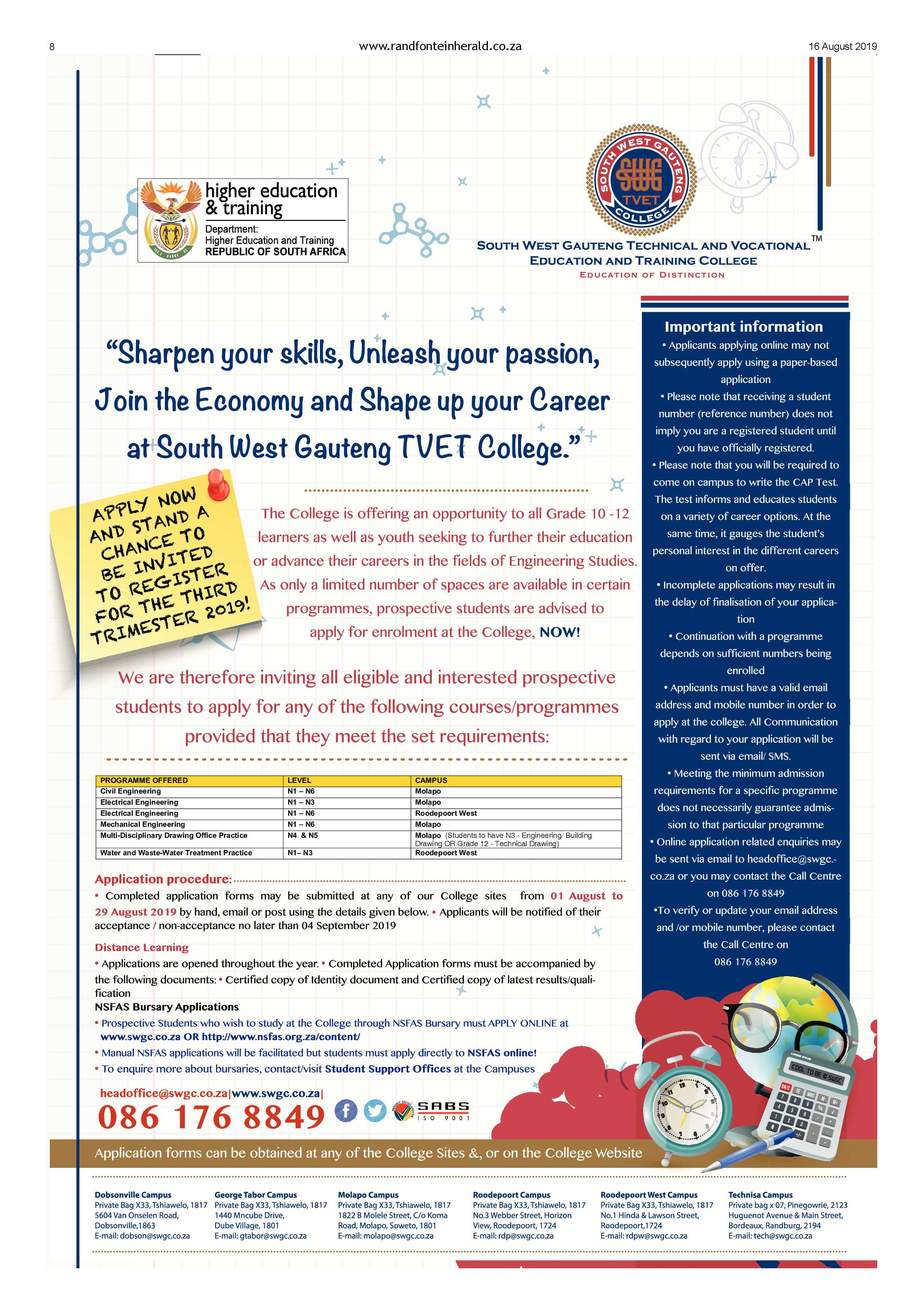 Randfontein Herald 16 August 2019 page 8