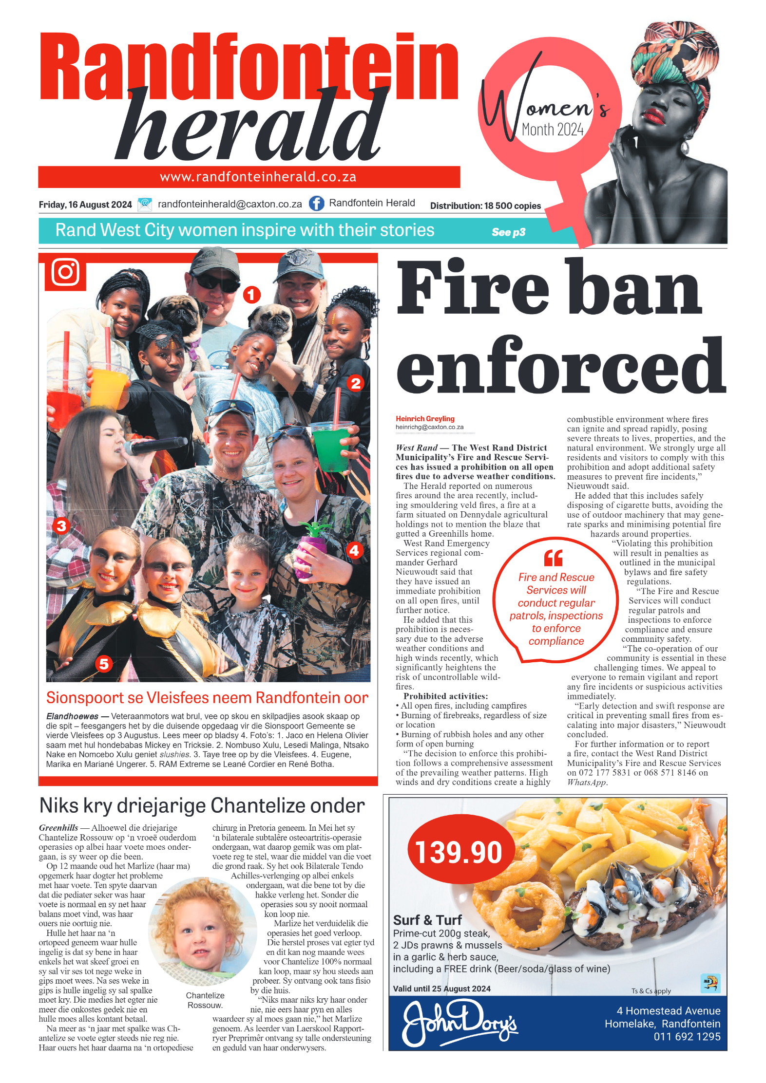 Randfontein Herald 16 August 2024 page 1