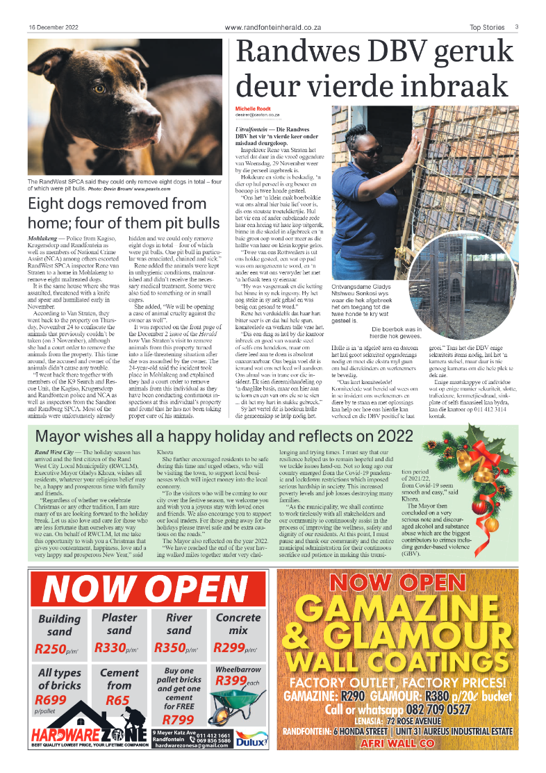 Randfontein Herald 16 December 2022 page 3