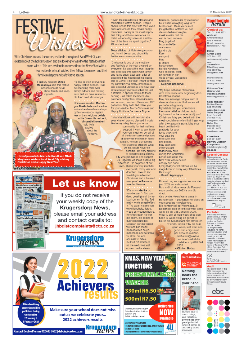 Randfontein Herald 16 December 2022 page 4