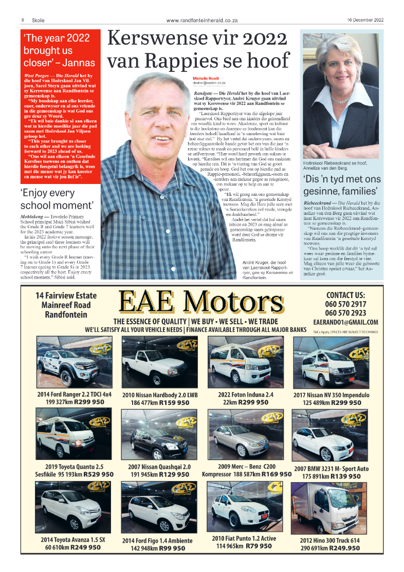 Randfontein Herald 16 December 2022 page 8