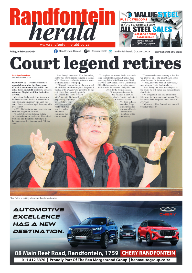 Randfontein Herald 16 February 2024 page 1