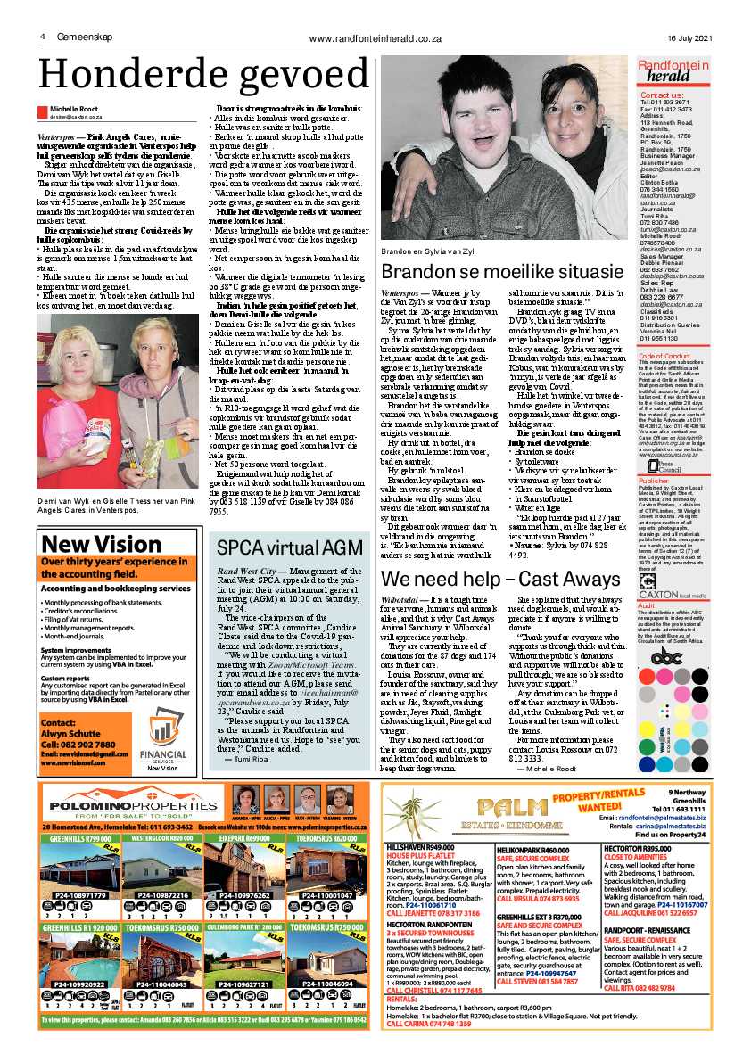 Randfontein Herald 16 July 2021 page 4