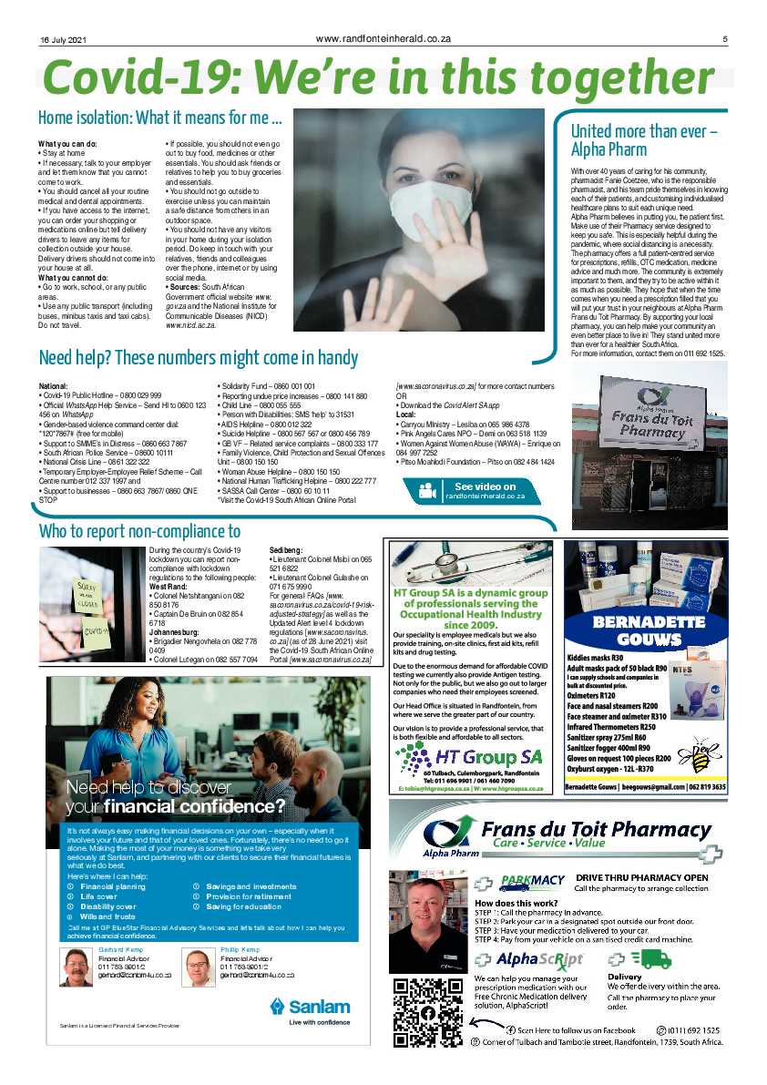 Randfontein Herald 16 July 2021 page 5