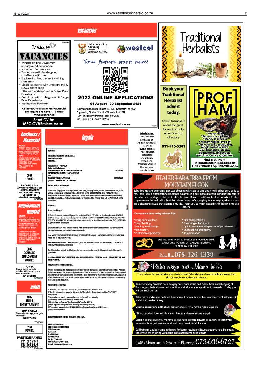 Randfontein Herald 16 July 2021 page 7