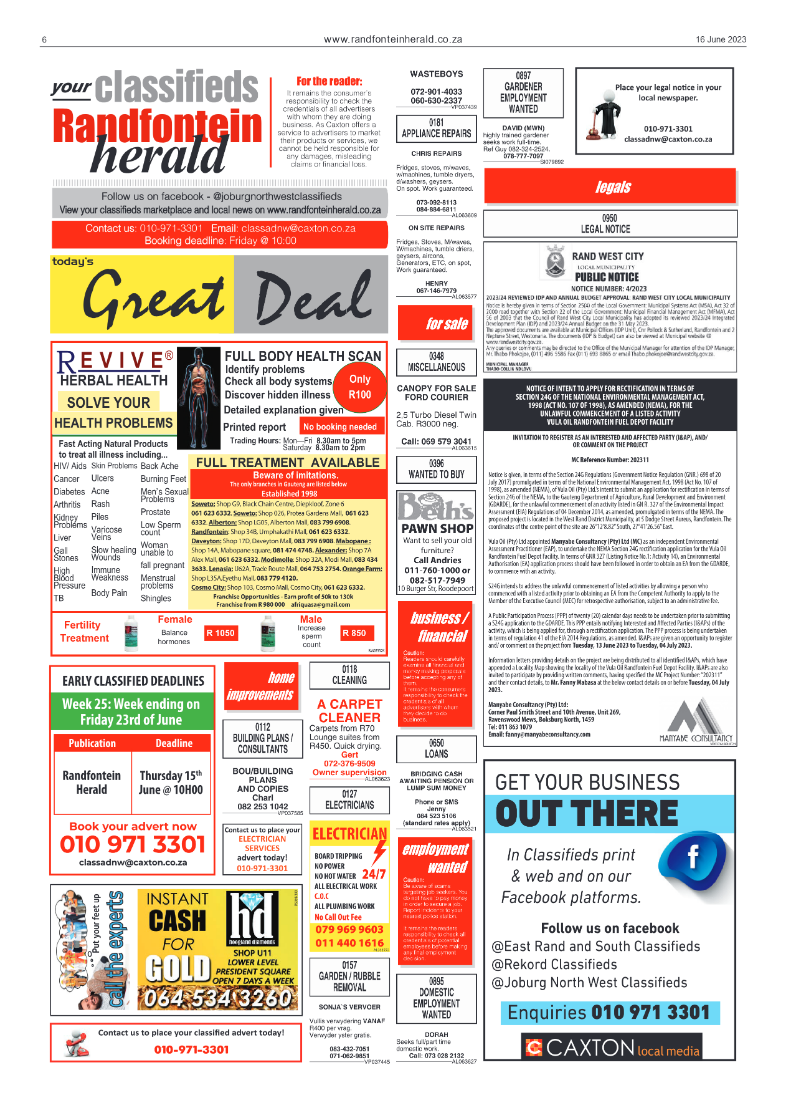 Randfontein Herald 16 June 2023 page 6