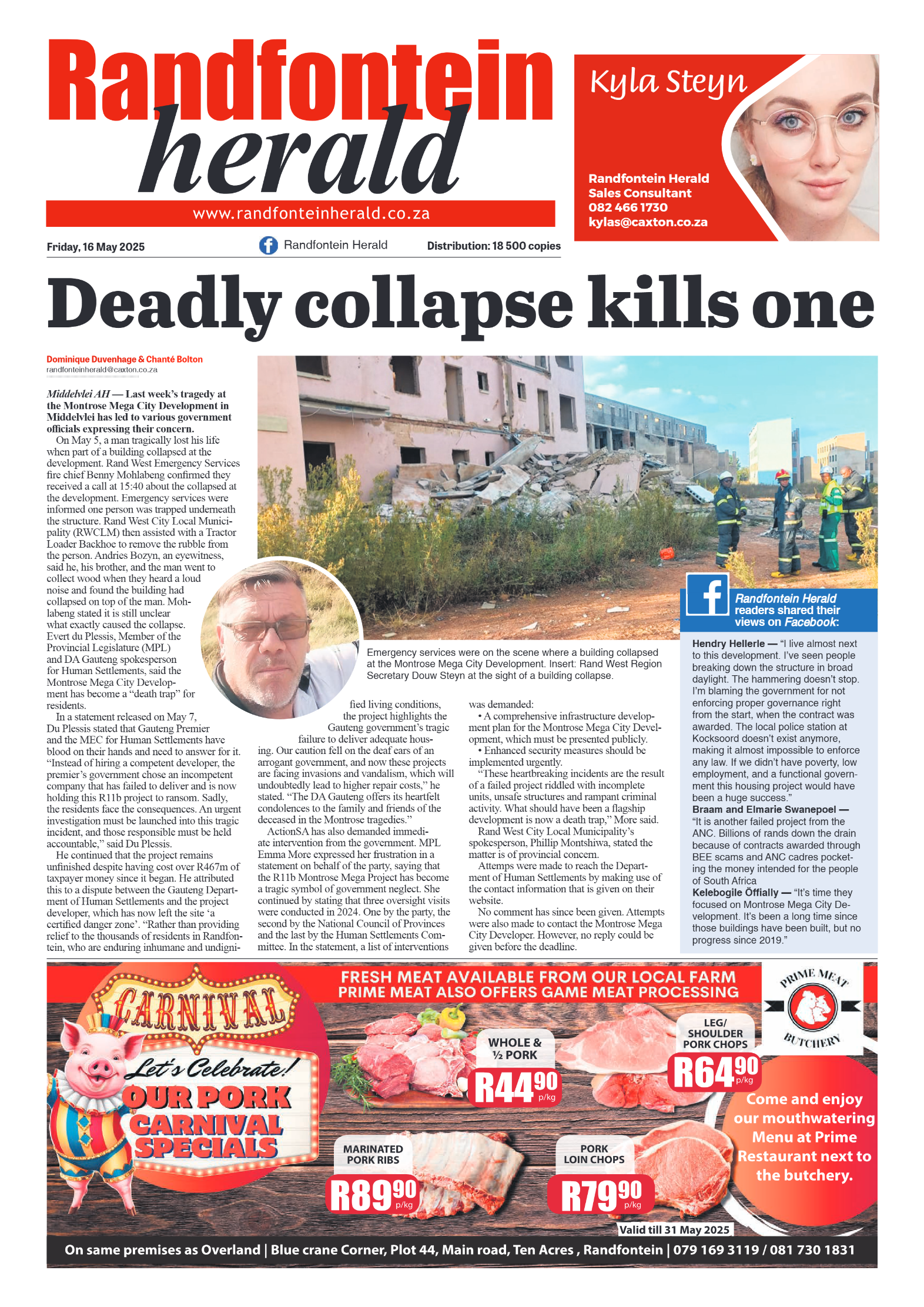 Randfontein Herald 16 May 2025 page 1