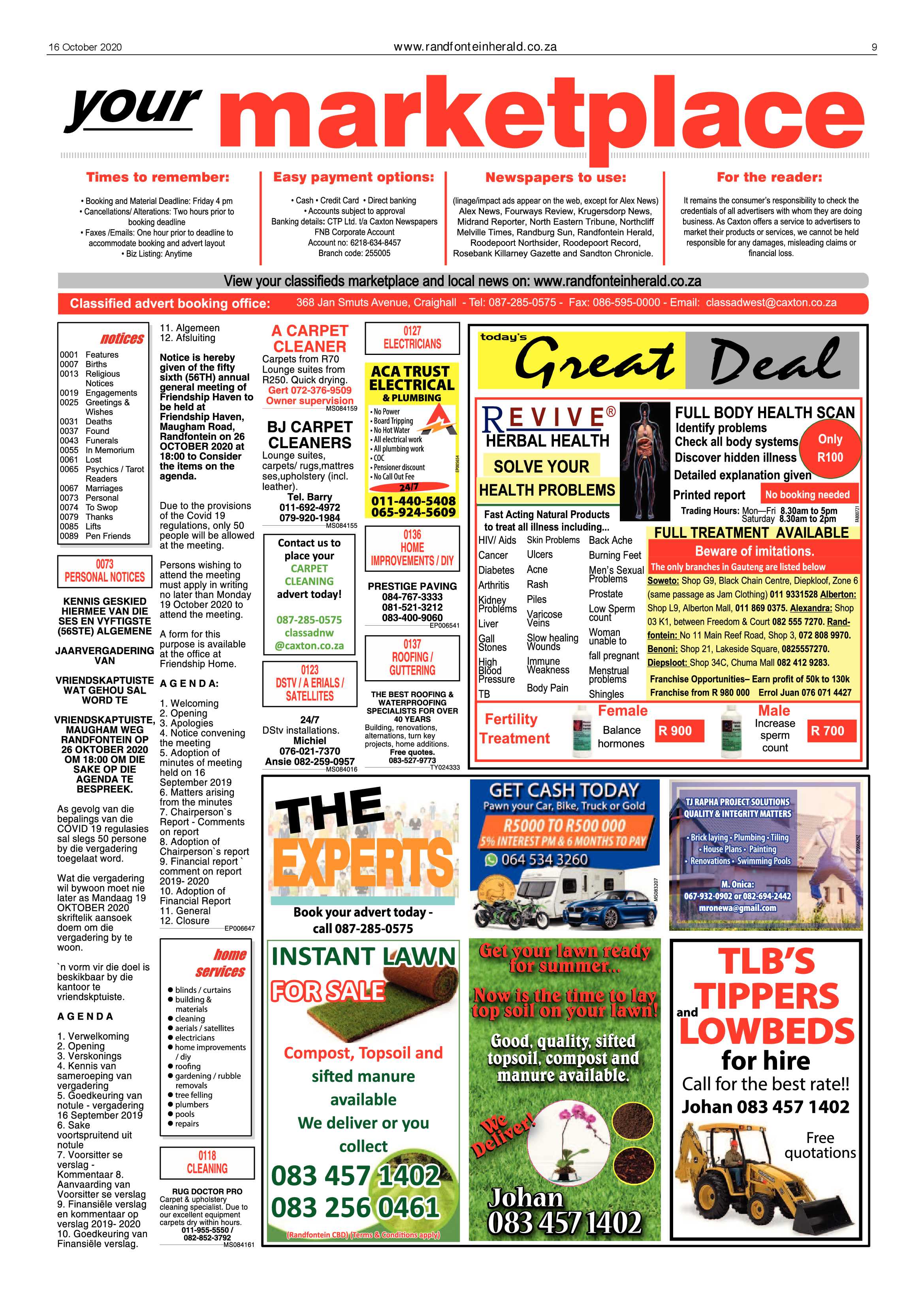 Randfontein Herald 16 October 2020 page 9