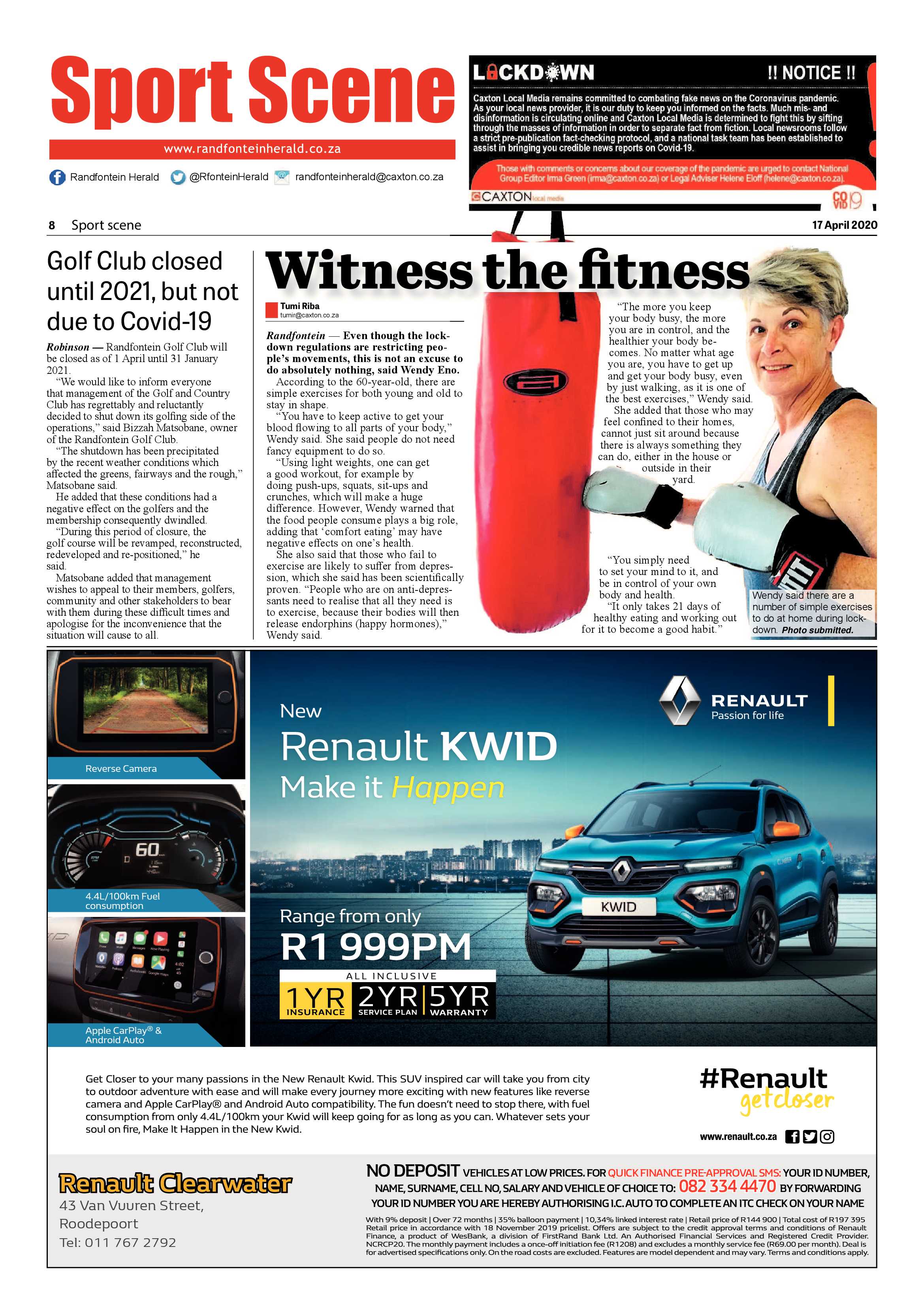 Randfontein Herald 17 April 2020 page 8