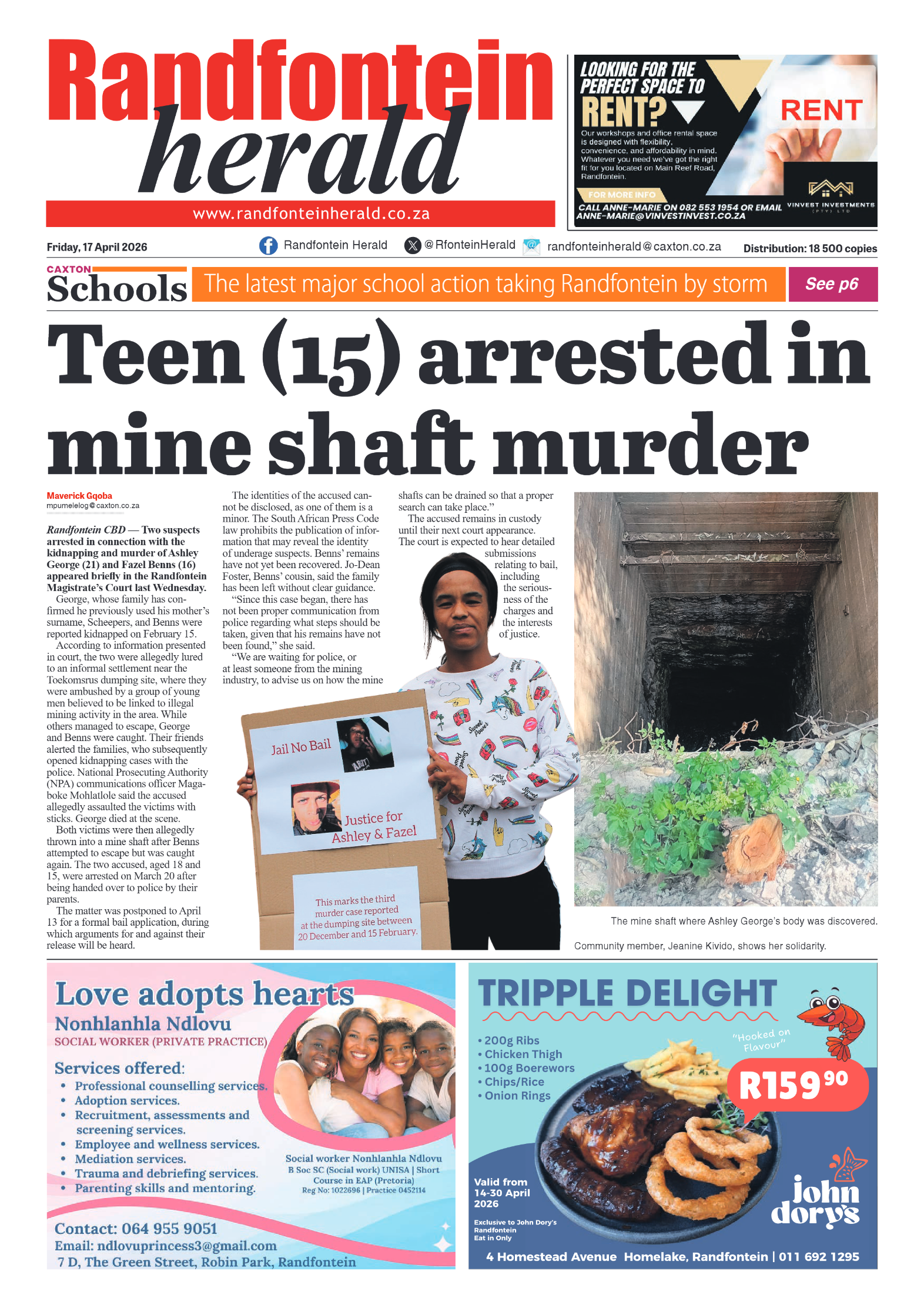 Randfontein Herald 17 April 2026 page 1