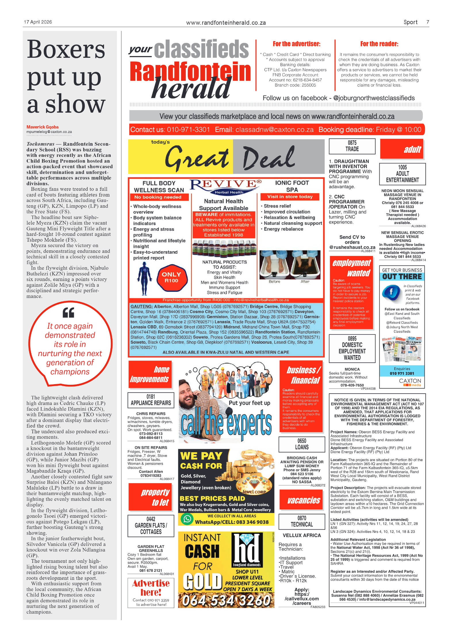 Randfontein Herald 17 April 2026 page 7