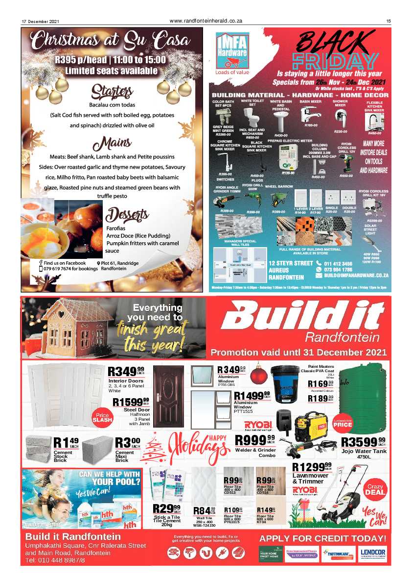 Randfontein Herald 17 December 2021 page 15