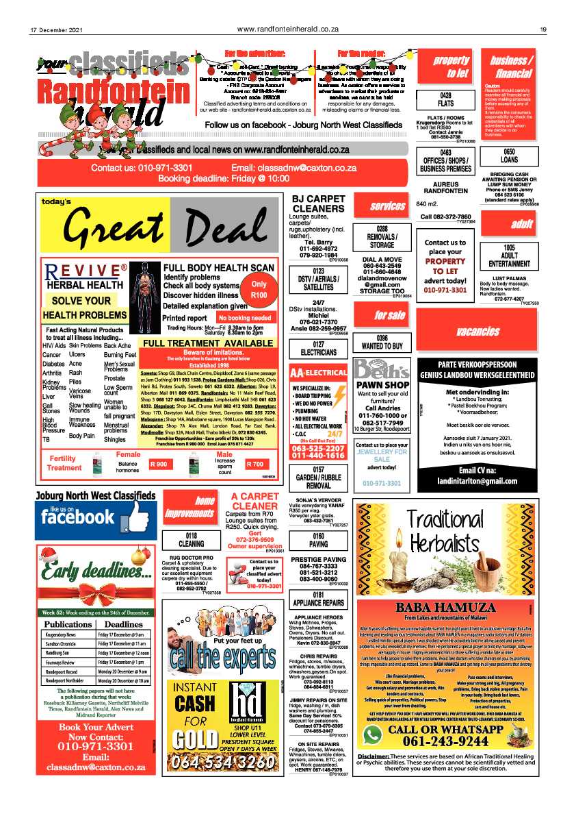 Randfontein Herald 17 December 2021 page 19