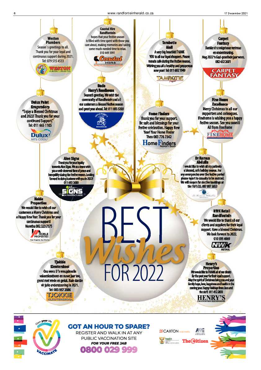 Randfontein Herald 17 December 2021 page 6