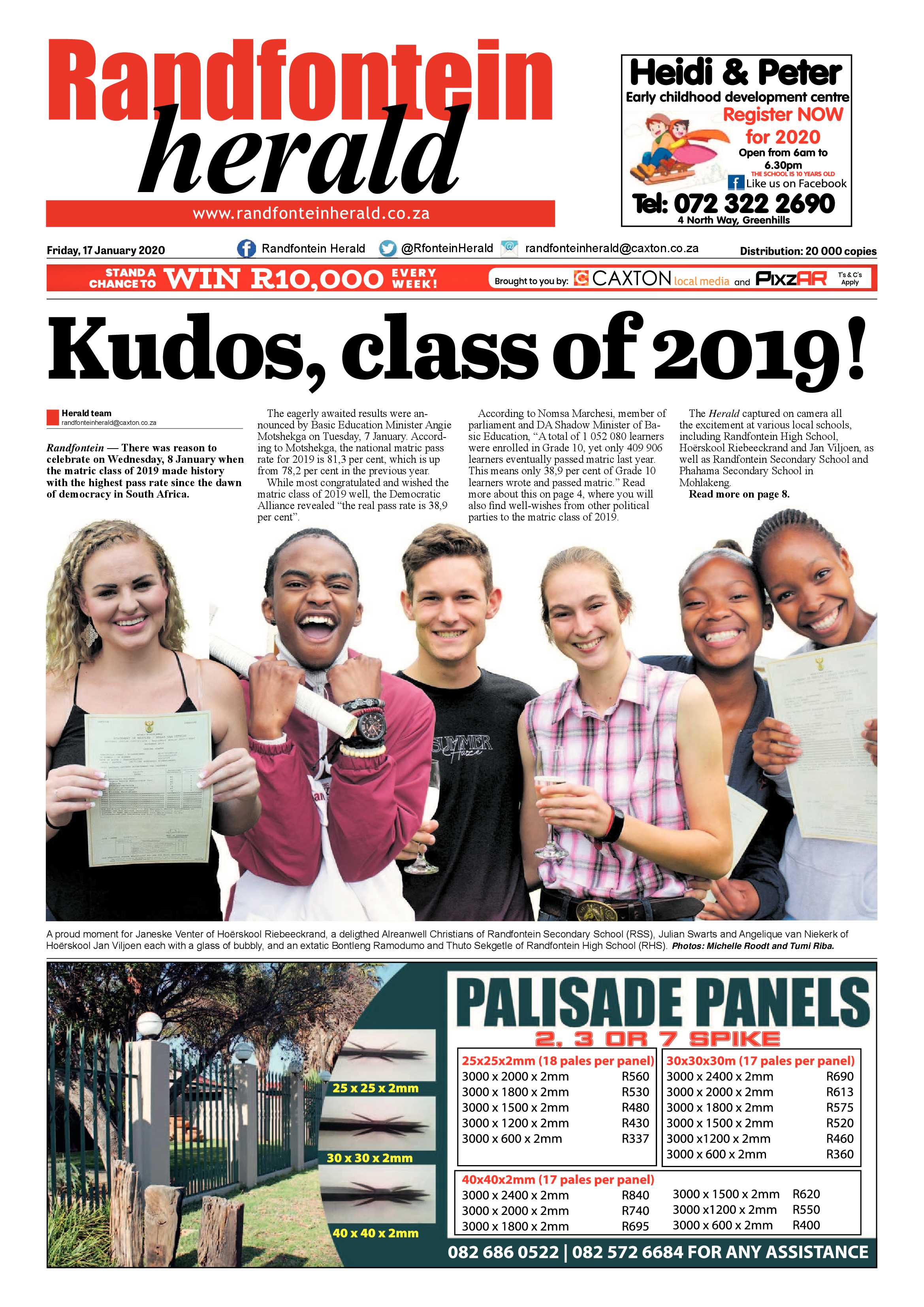 Randfontein Herald 17 January 2020 page 1