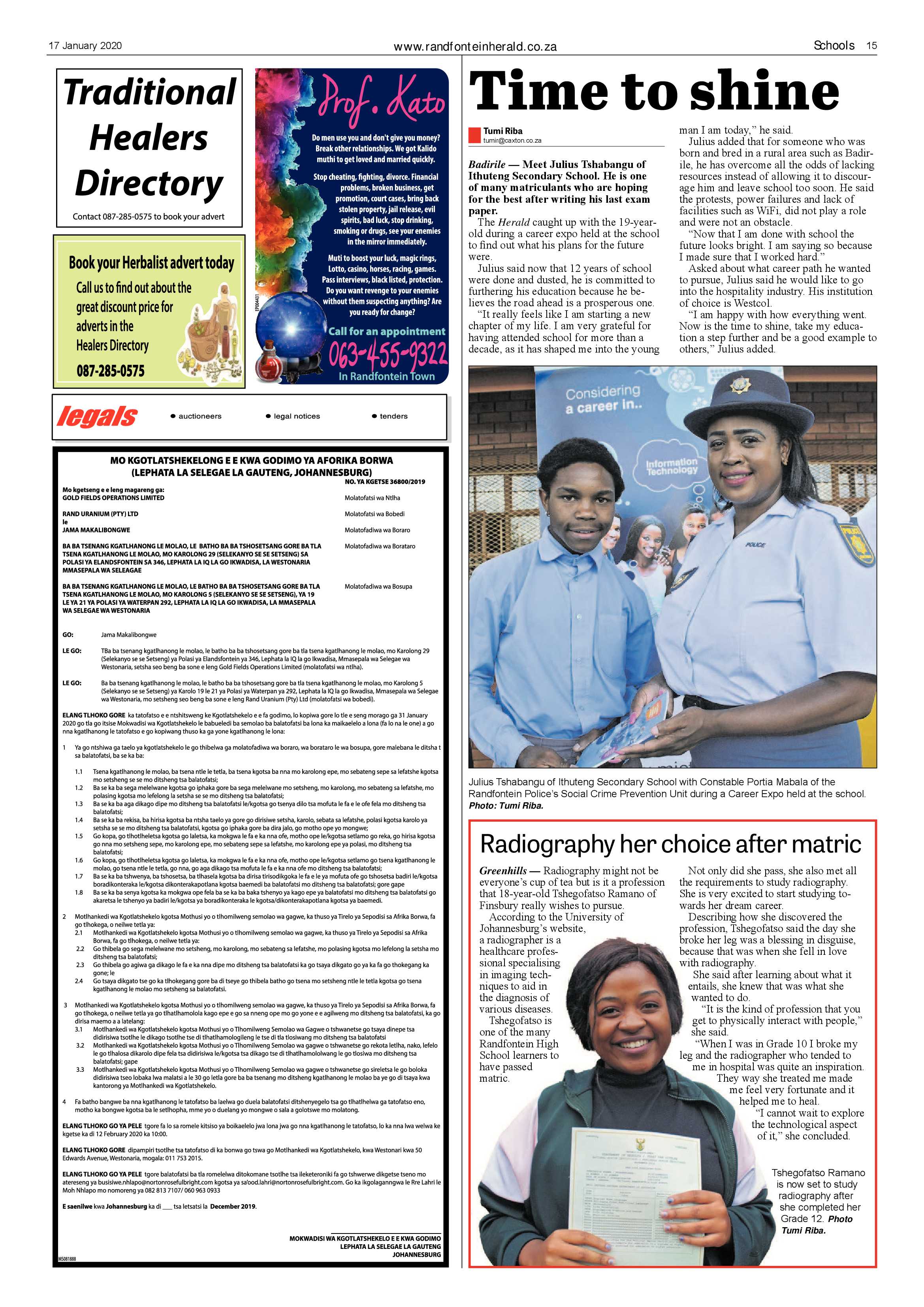 Randfontein Herald 17 January 2020 page 15