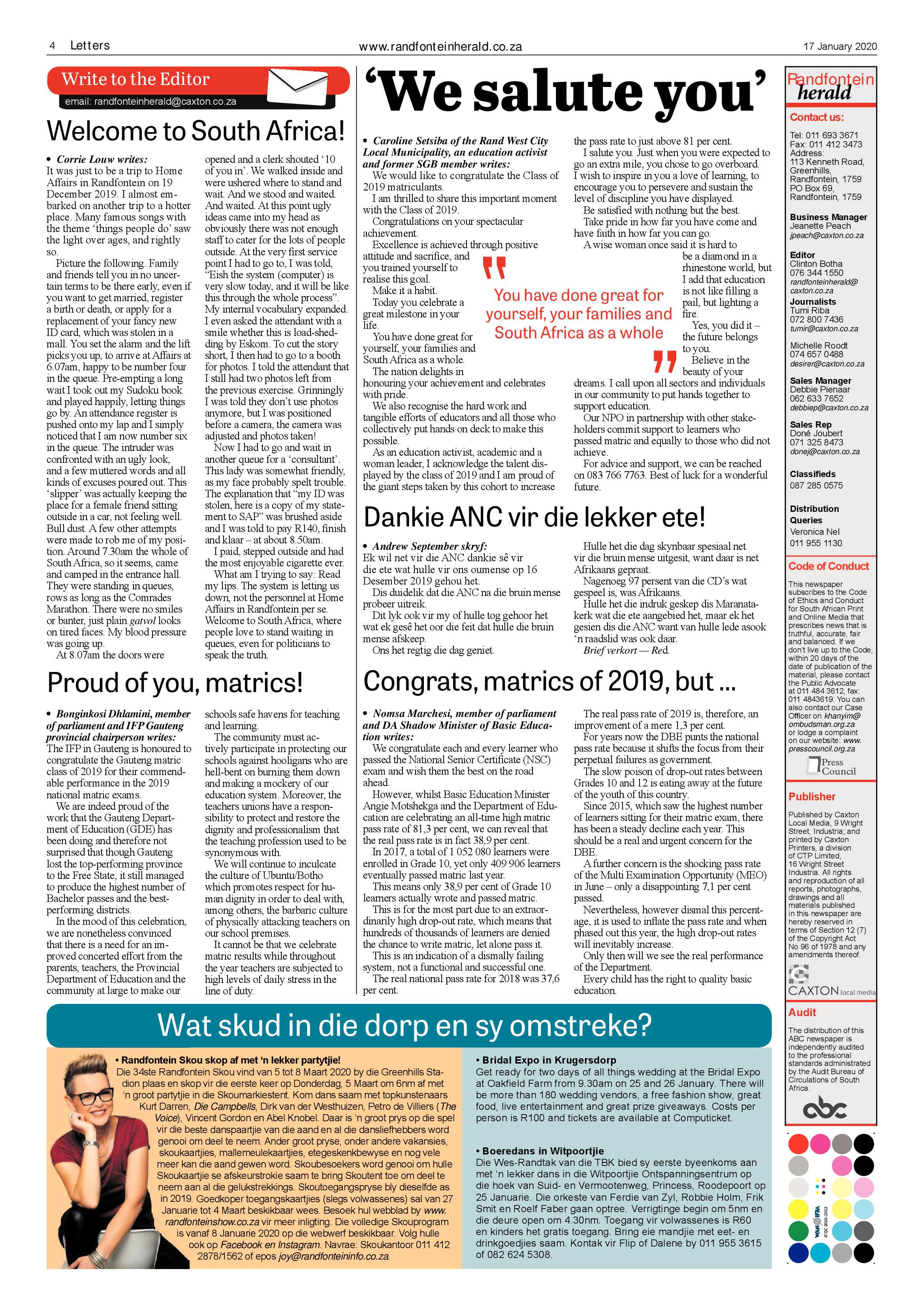 Randfontein Herald 17 January 2020 page 4