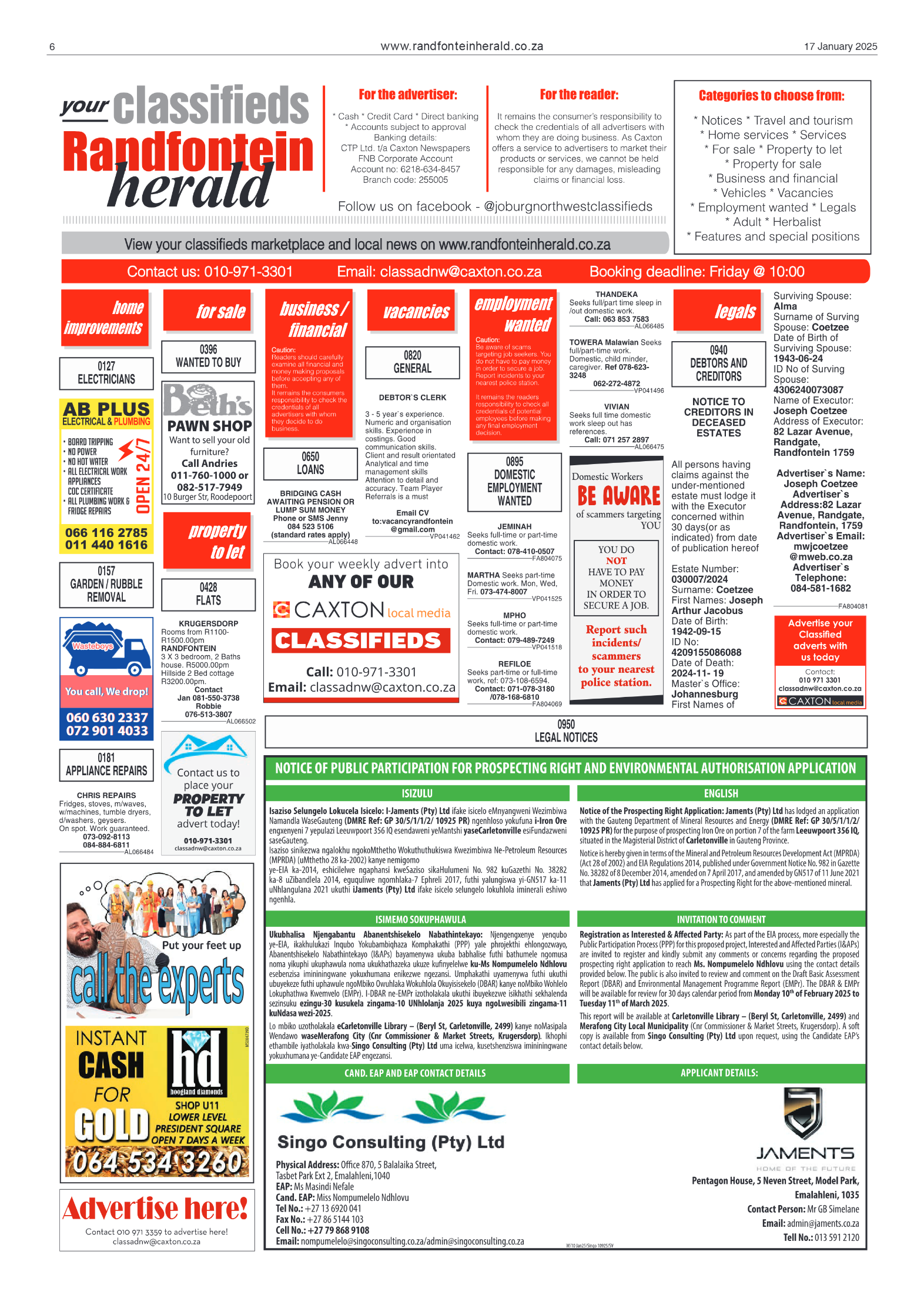 Randfontein Herald 17 January 2025 page 6