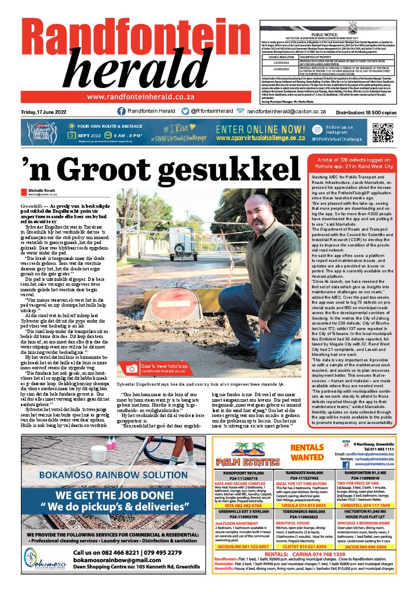 Randfontein Herald 17 June 2022 page 1