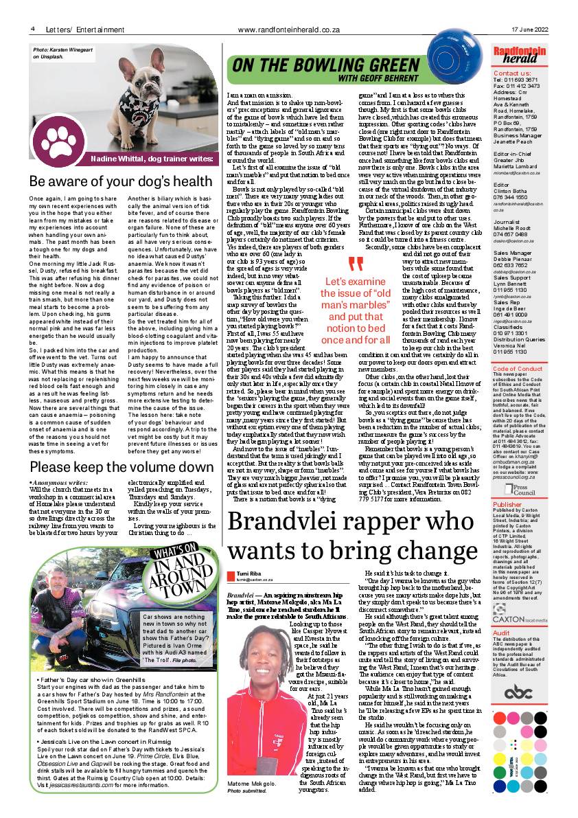 Randfontein Herald 17 June 2022 page 4