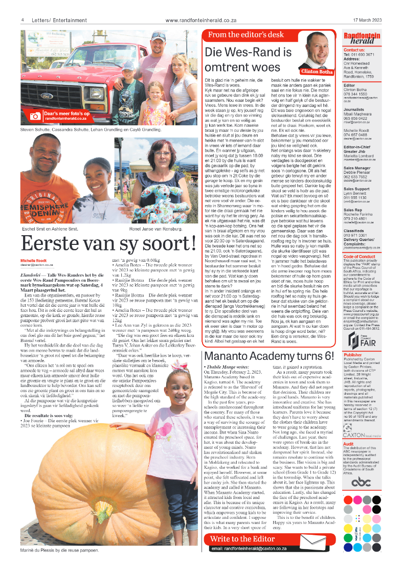 Randfontein Herald 17 March 2023 page 4