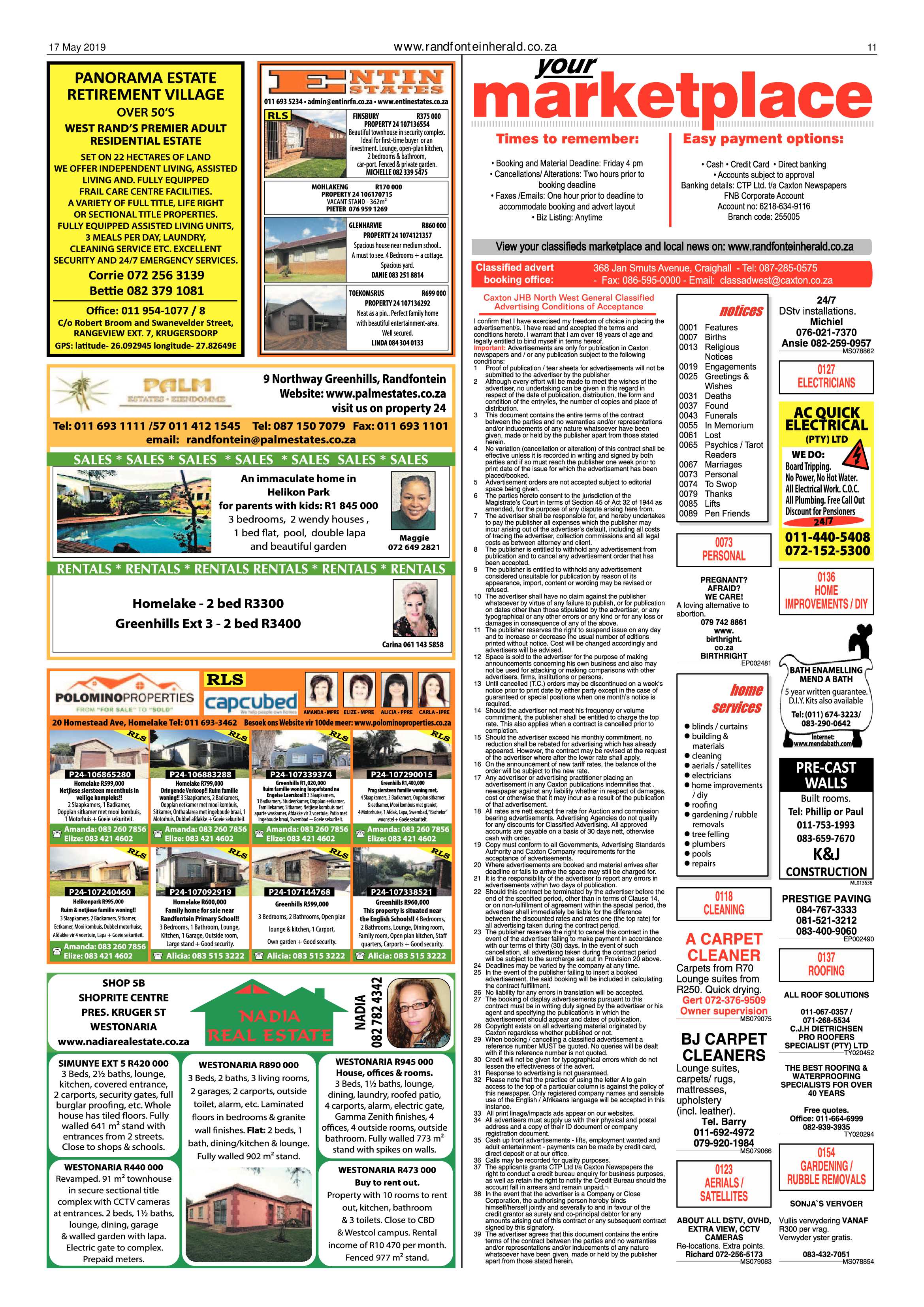 Randfontein Herald 17 May 2019 page 11