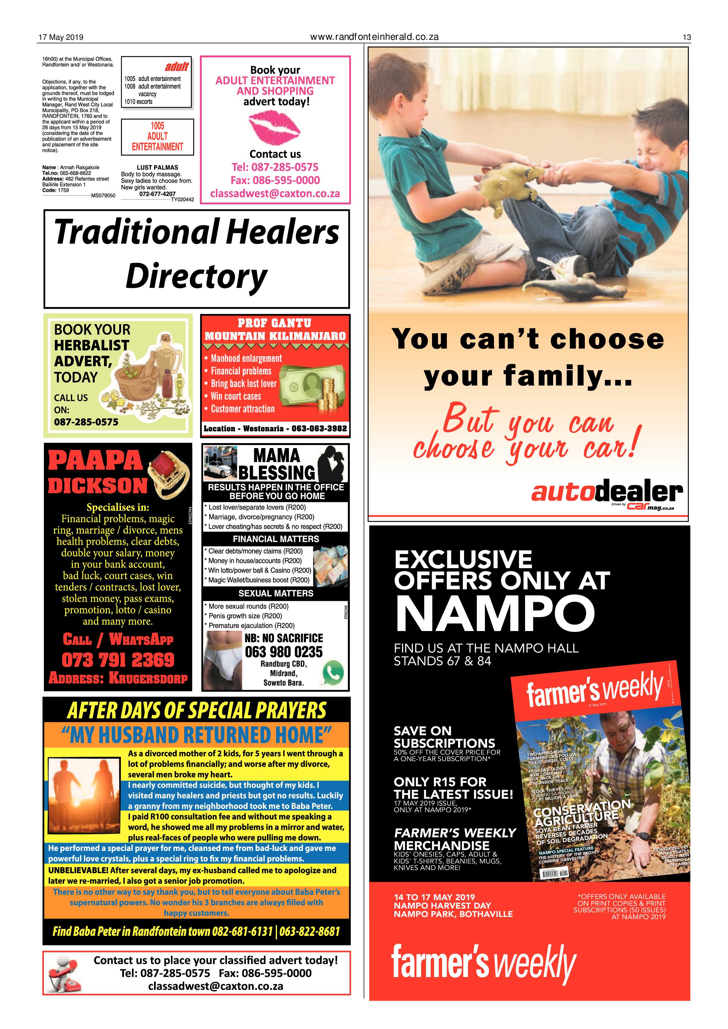 Randfontein Herald 17 May 2019 page 13