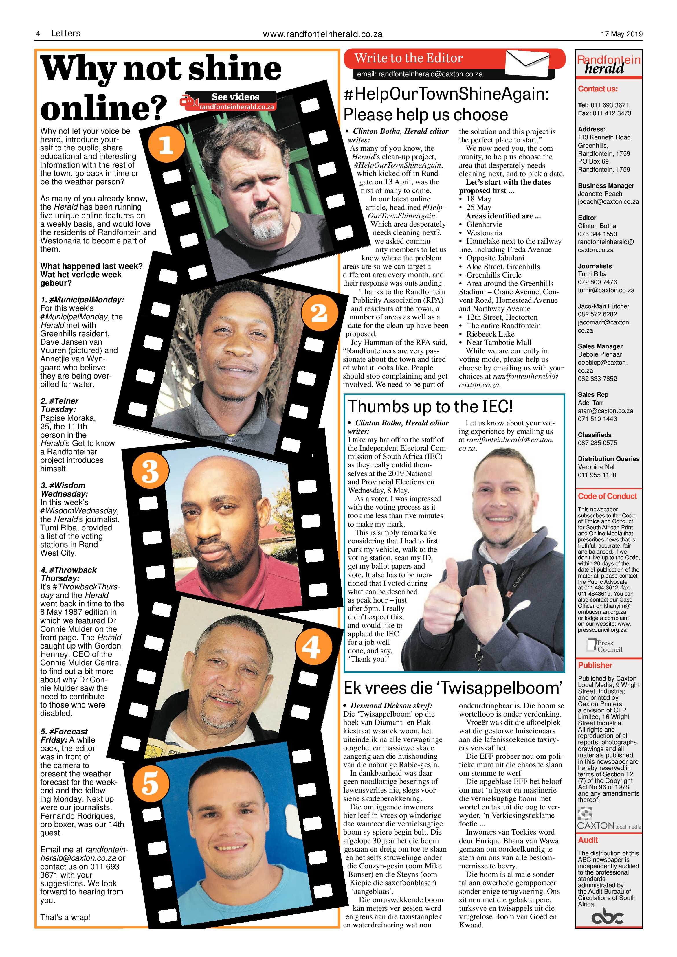 Randfontein Herald 17 May 2019 page 4