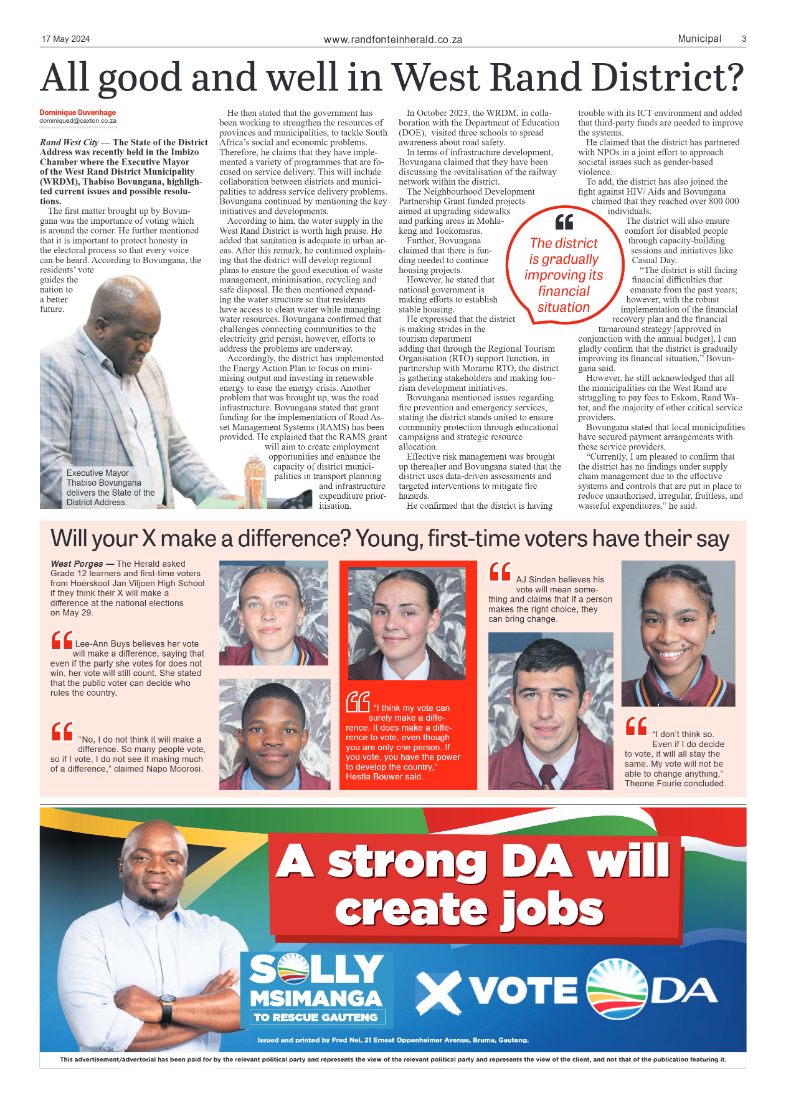 Randfontein Herald 17 May 2024 page 3