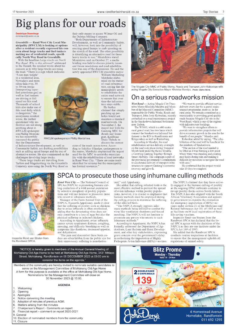 Randfontein Herald 17 November 2023 page 3