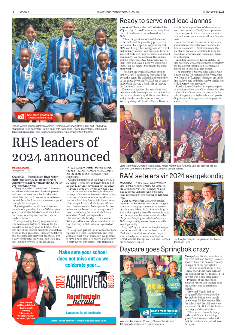 Randfontein Herald 17 November 2023 page 6