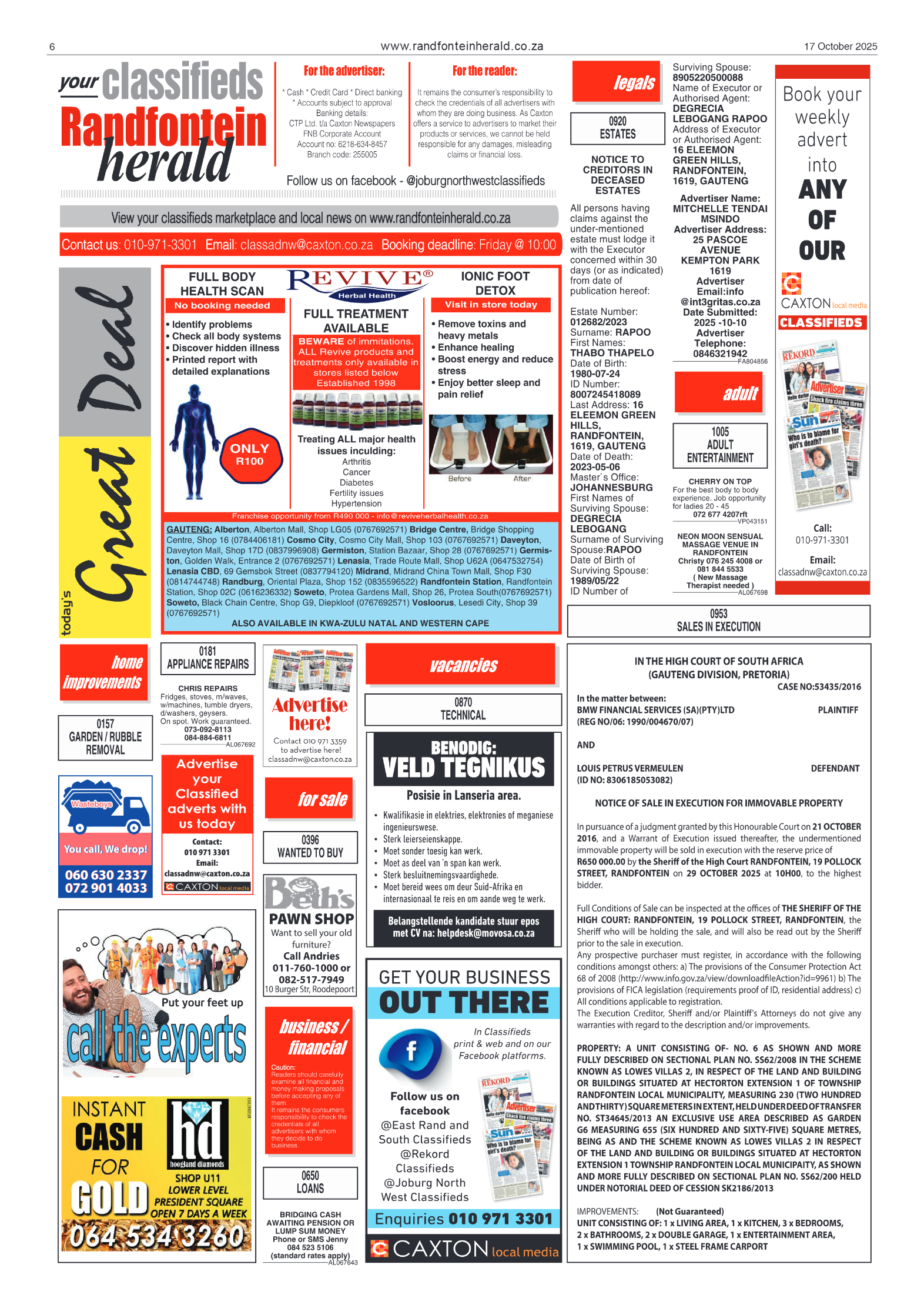 Randfontein Herald 17 October 2025 page 6
