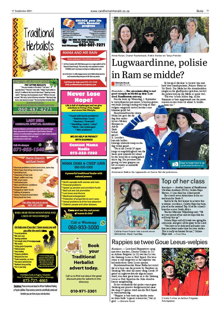 Randfontein Herald 17 September 2021 page 11
