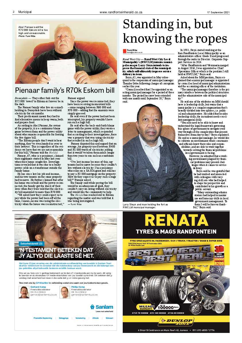 Randfontein Herald 17 September 2021 page 2