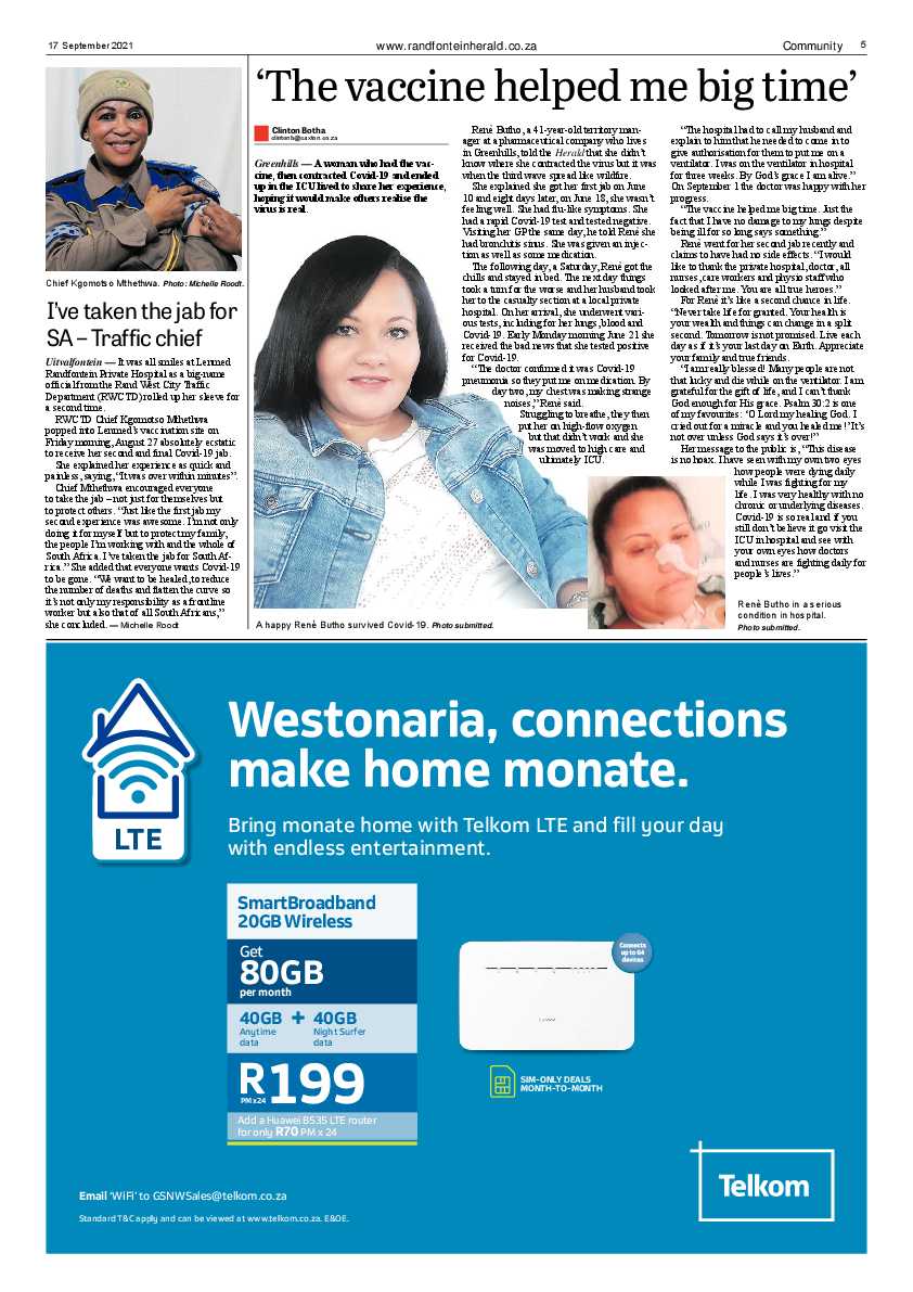 Randfontein Herald 17 September 2021 page 5