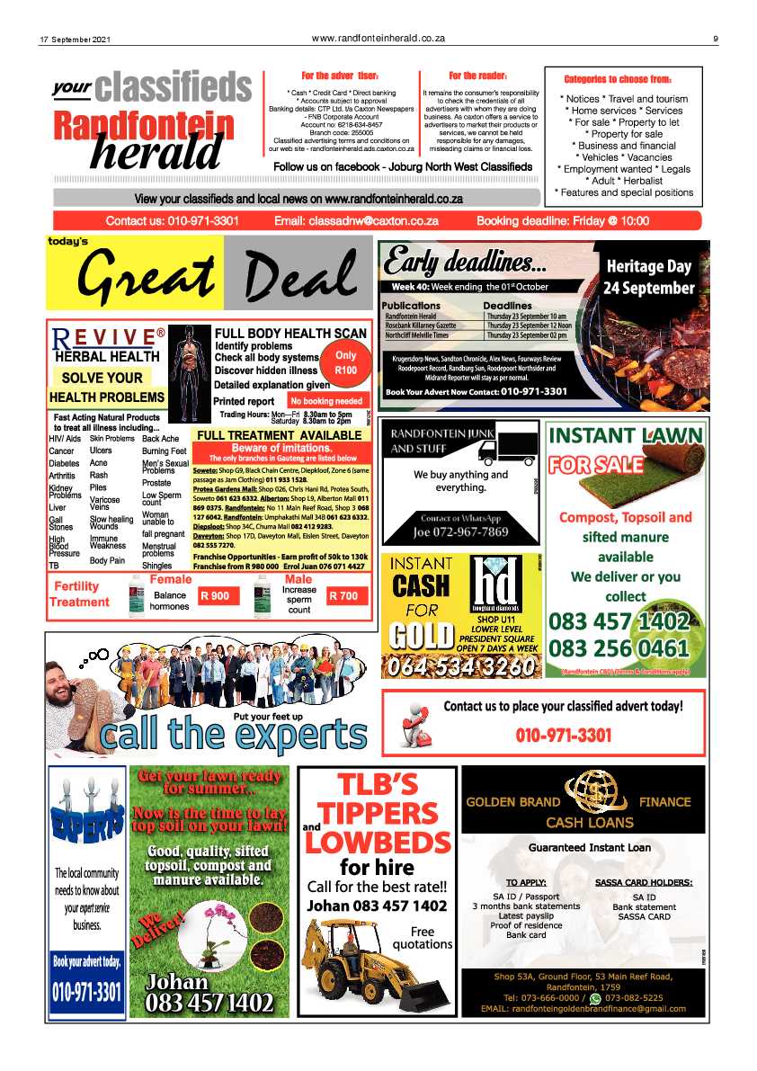 Randfontein Herald 17 September 2021 page 9