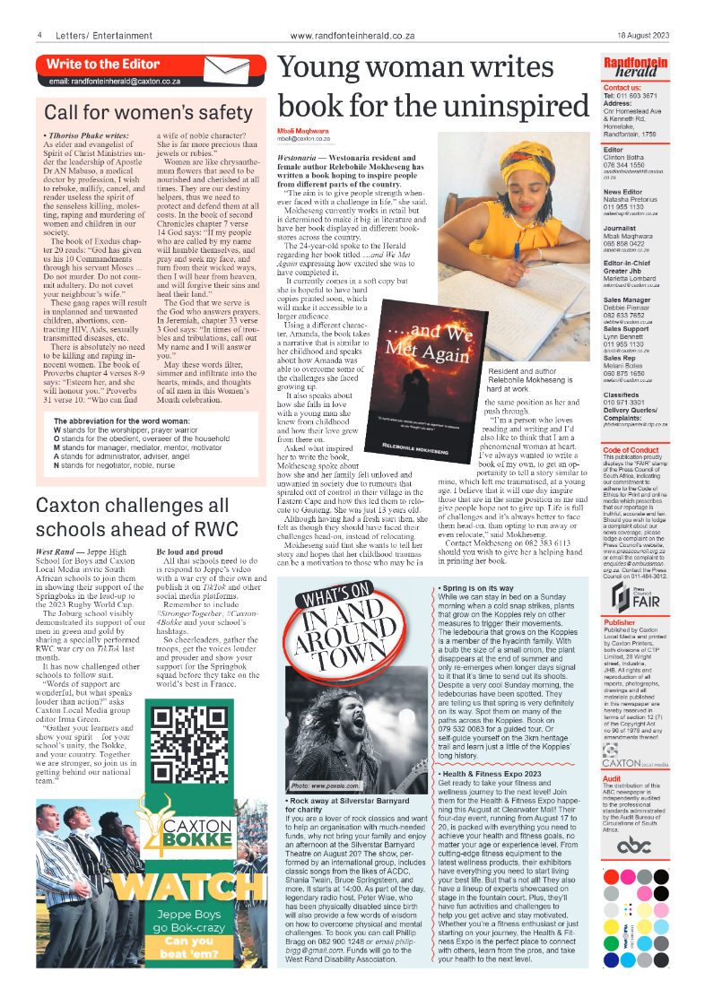 Randfontein Herald 18 August 2023 page 4