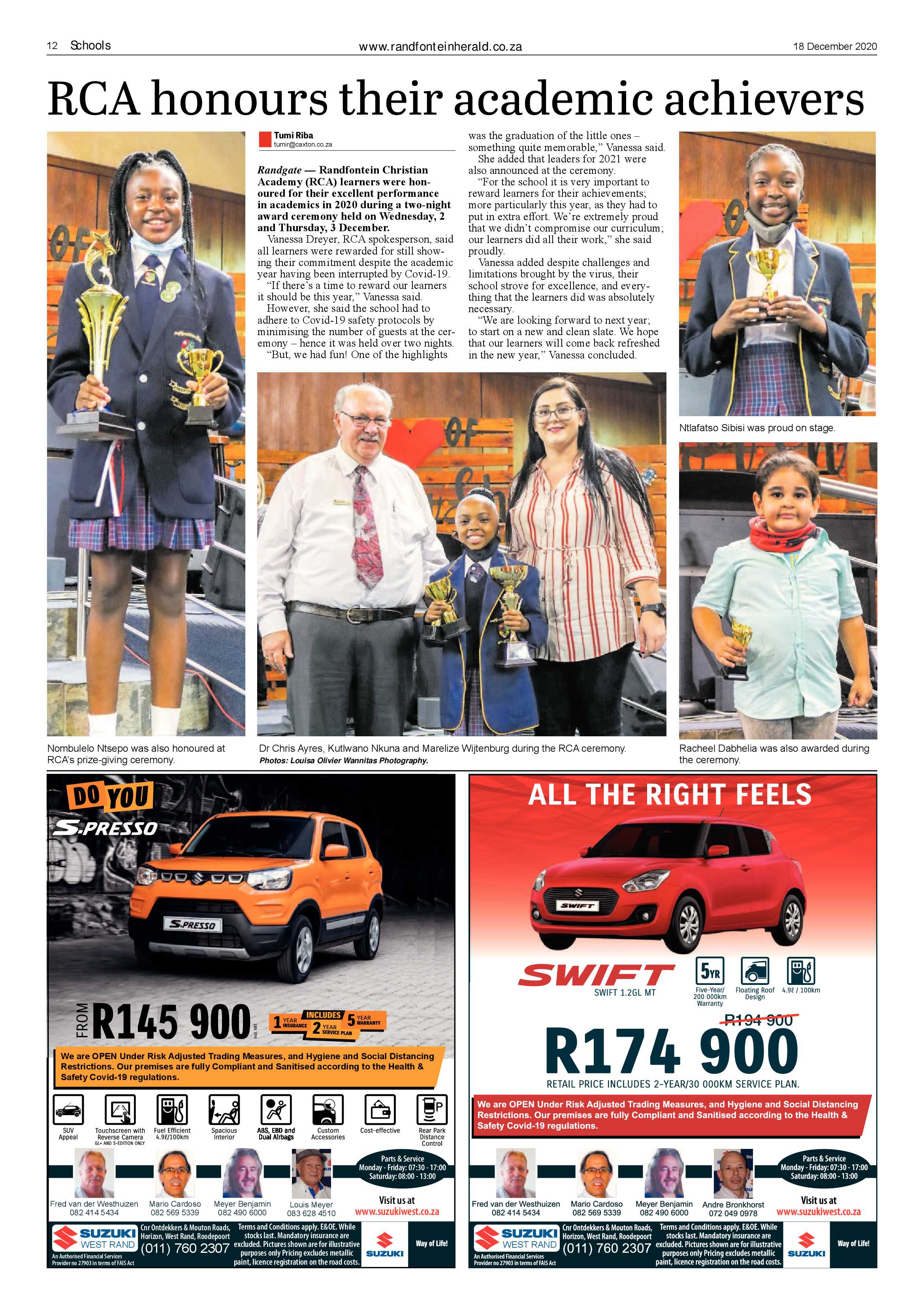 Randfontein Herald 18 December 2020 page 20